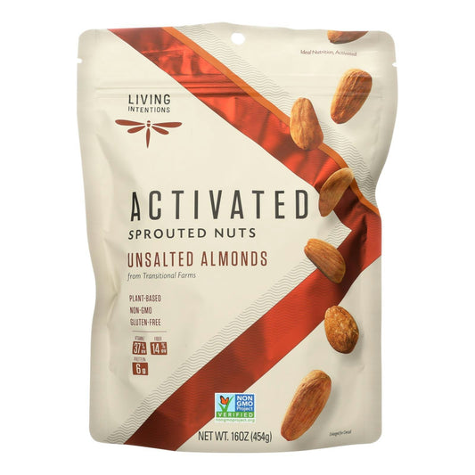 Living Intentions Almonds Sprouted Unsalted 16 Oz Pack of 4