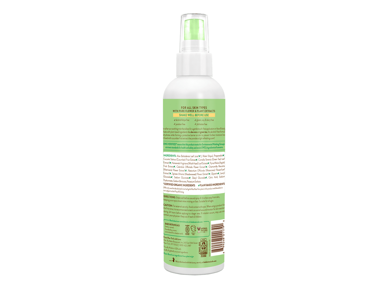 BABOBOTANI (Pack Of 4) Babobotani Spray After Sun Aloe Cucumber 5.5 Oz