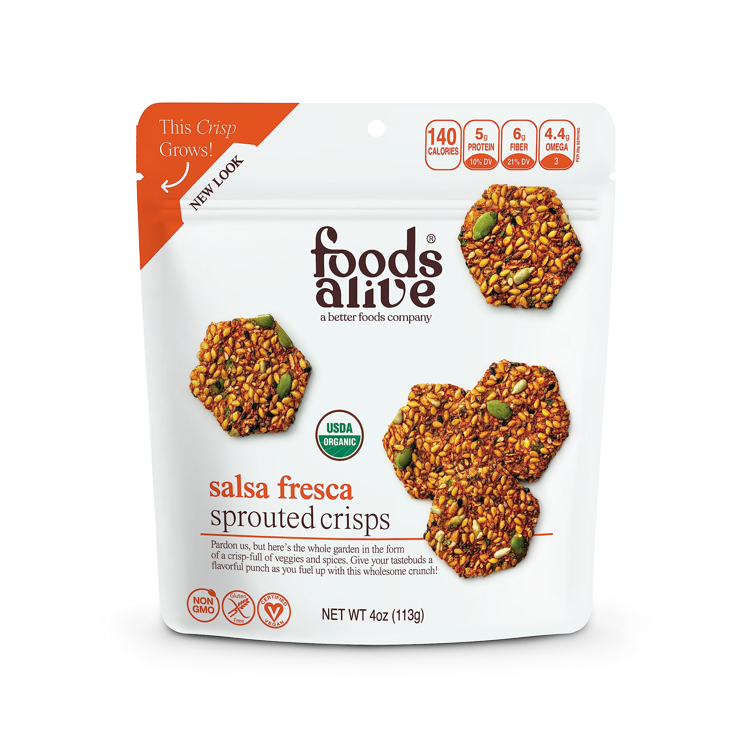 Foods Alive Crisps Sprouted Salsa Fresca Rice Alternative Crack