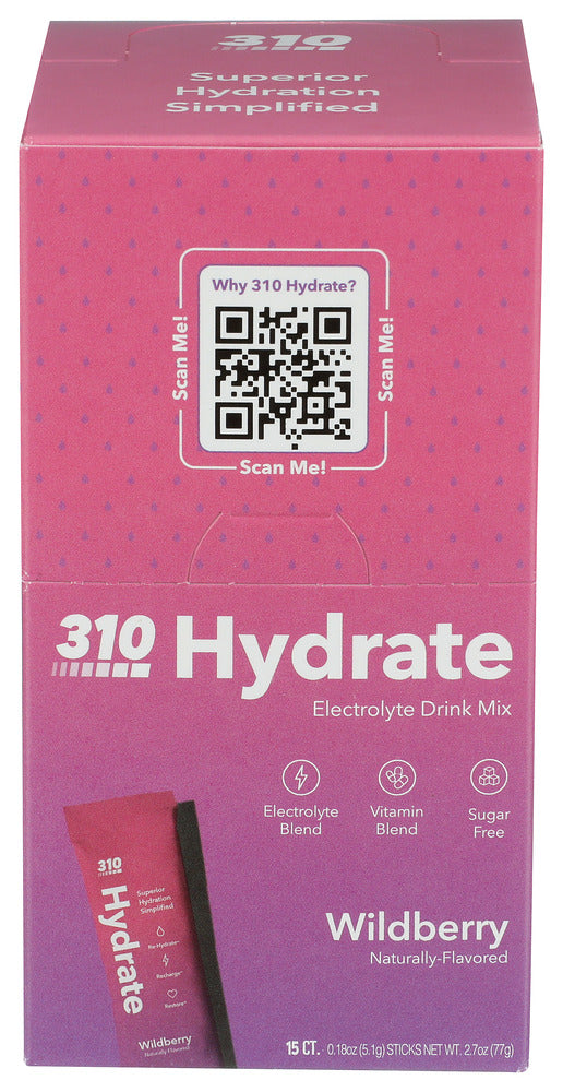 310 NUTRITION (Pack of 4) 310 Nutrition Hydrate Wildberry Performance Hydration Electro 2.7 Oz