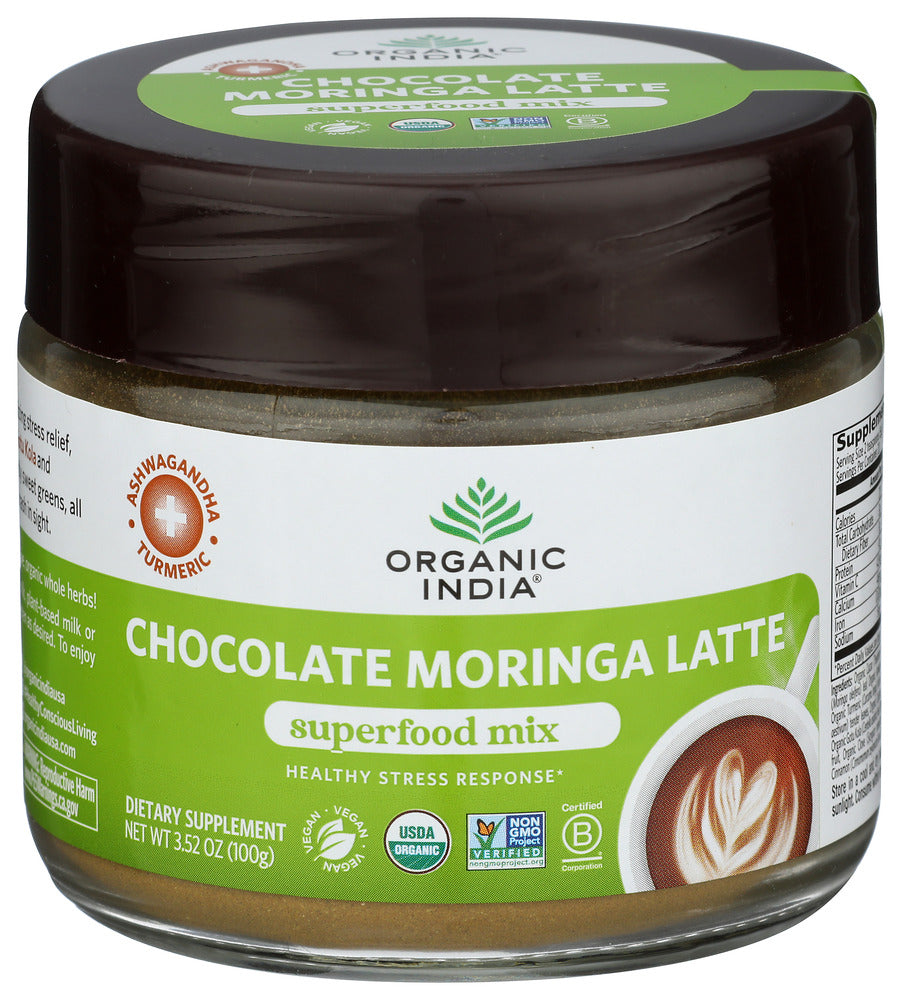 ORGANIC INDIA (Pack Of 4) Organic India Moringa Chocolate Latte 3.5 Oz