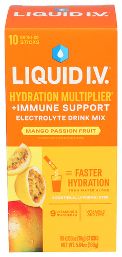 LIQUID IV (Pack of 3) Liquid I.V. Immune Mango Passion Fruit Superfood Mix Packets 5.64 Oz