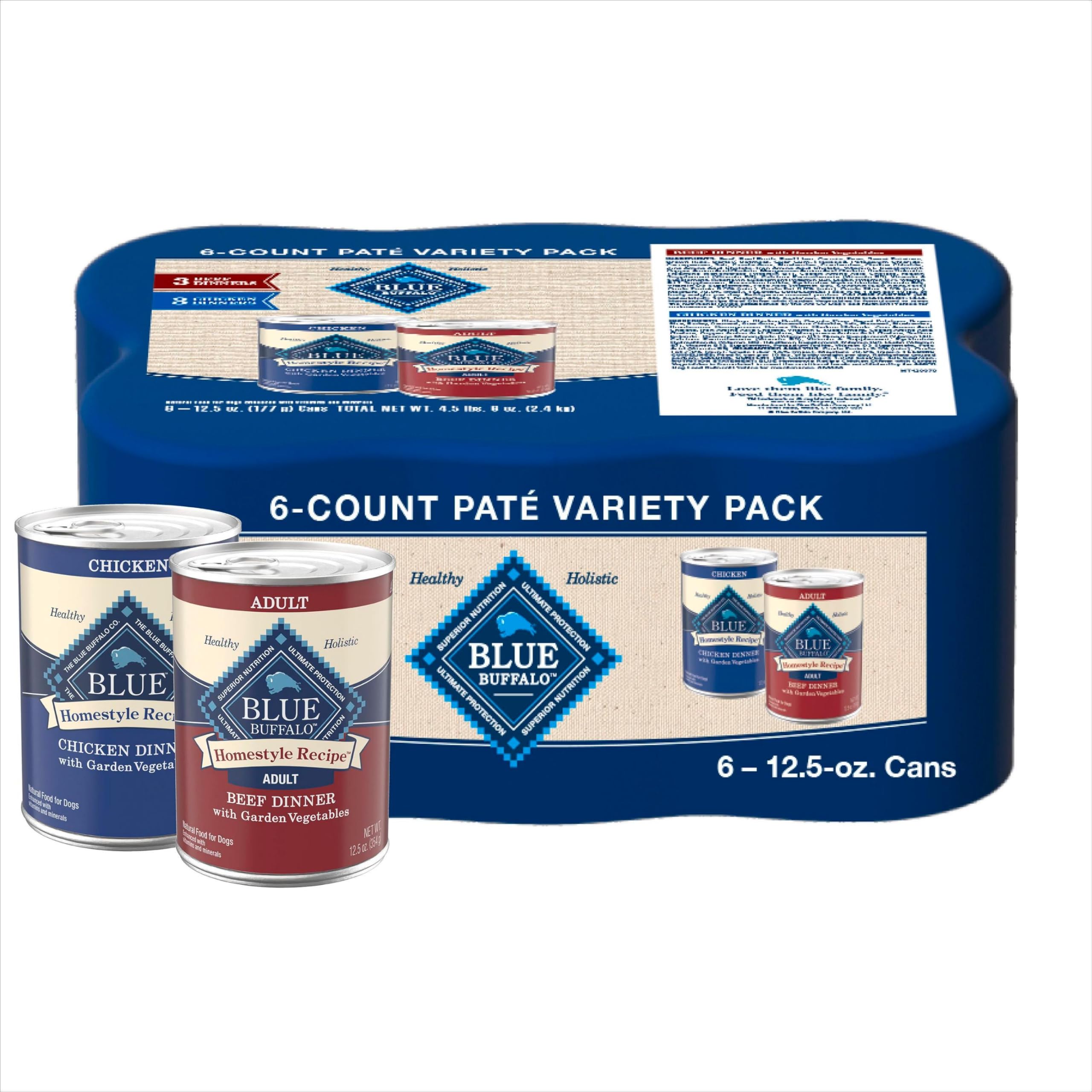 BLUE BUFFALO (Pack of 3) Blue Buffalo Beef And Chicken Dog Food 12.5 Oz