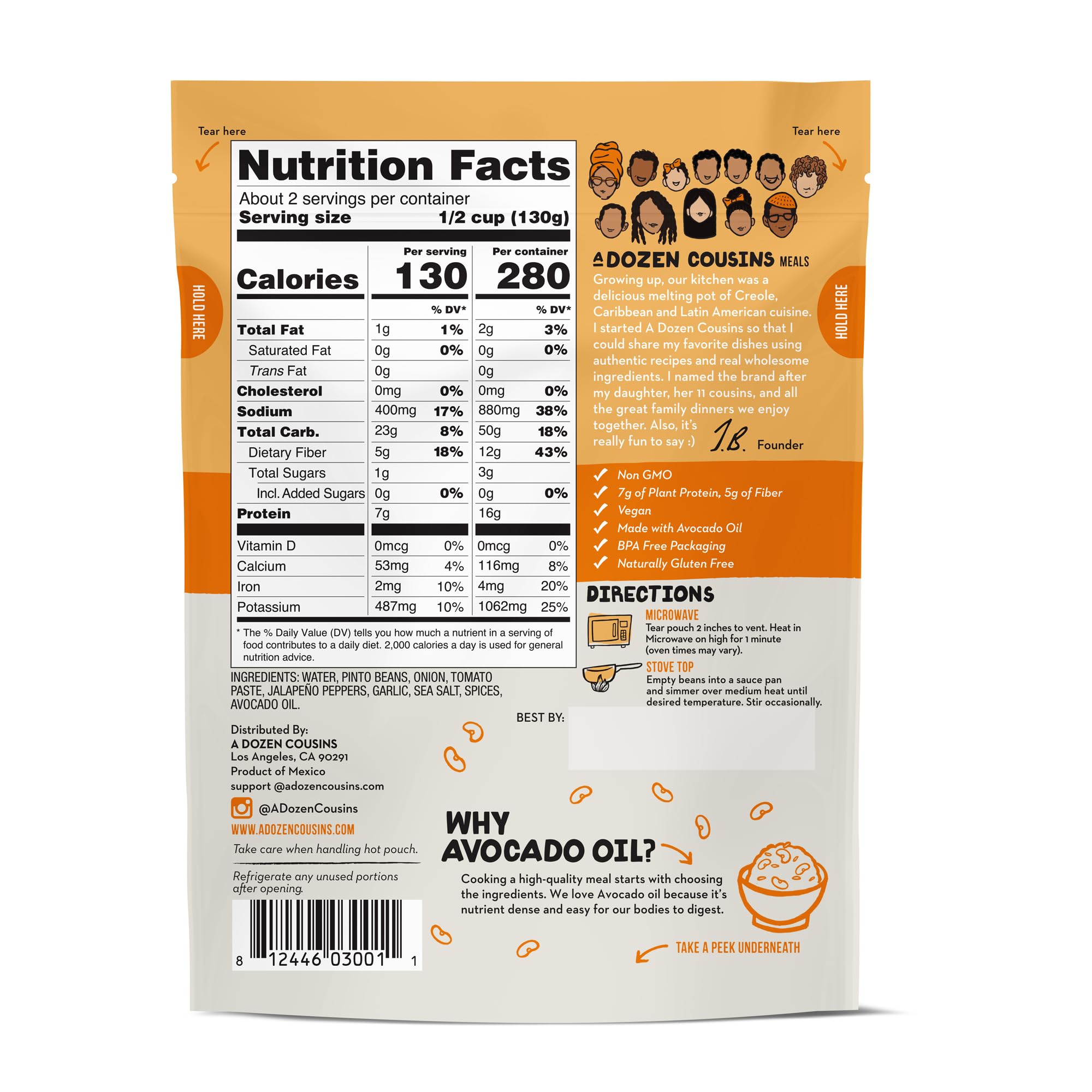 A DOZEN COUSINS (Pack of 18) A Dozen Cousins Pinto Ready to Eat Mexican Beans 10 Oz