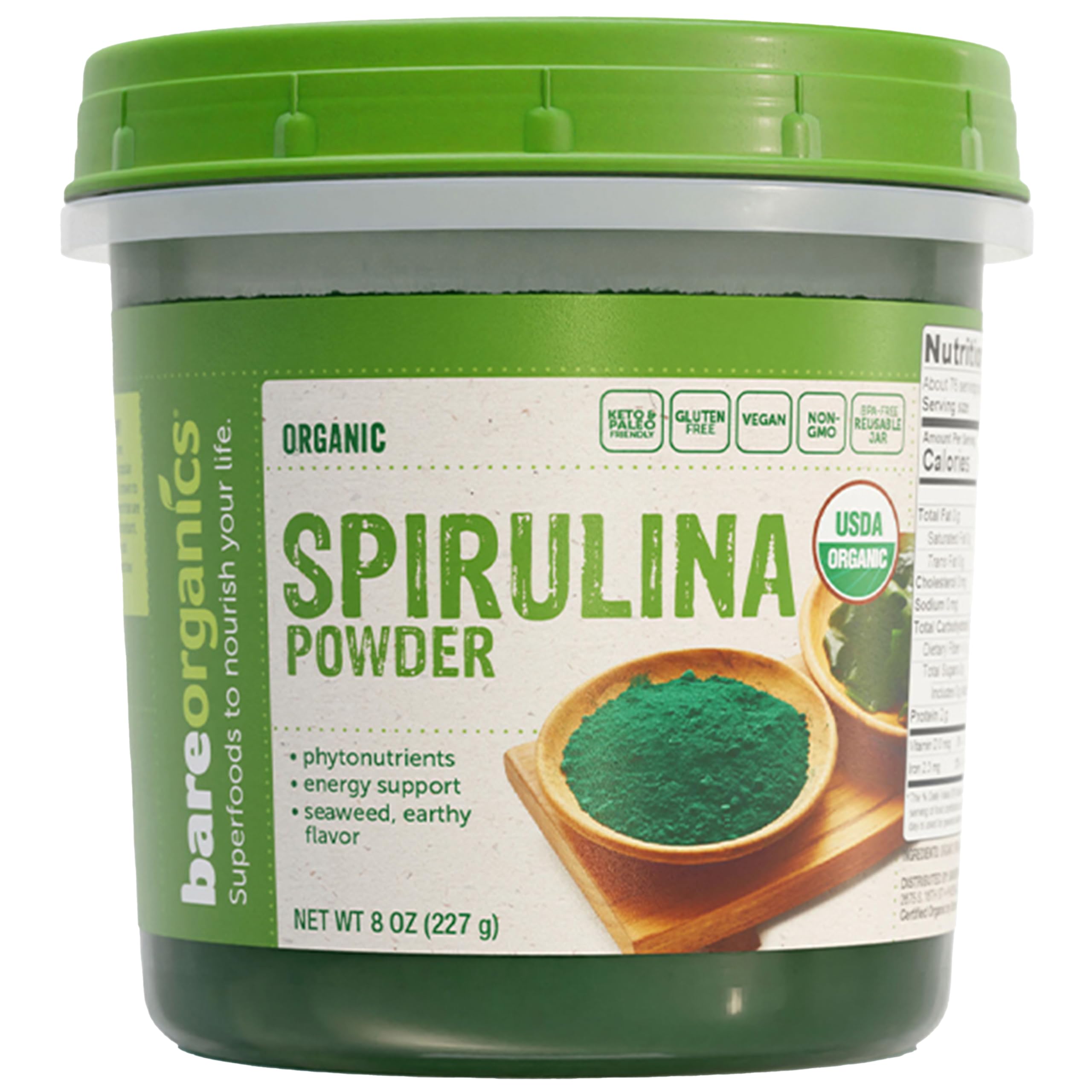 BAREORGANICS (Pack Of 4) BareOrganics Spirulina Powder 8 Oz