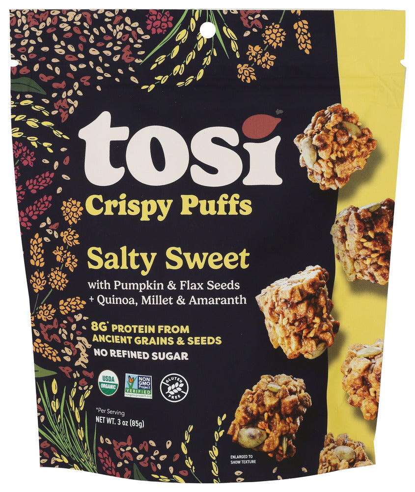 TOSI (Pack of 12) Tosi Puffs Crispy Salty Sweet Puffed Snacks 3 Oz