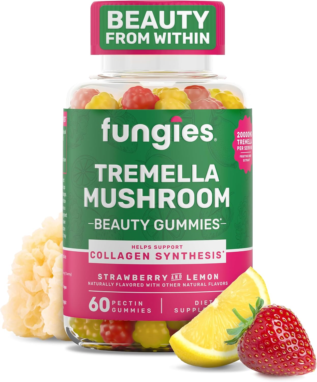 FUNGIES (Pack of 4) Fungies Tremella Mushroom Gummy Supplements Herbal Singles 60 Pieces