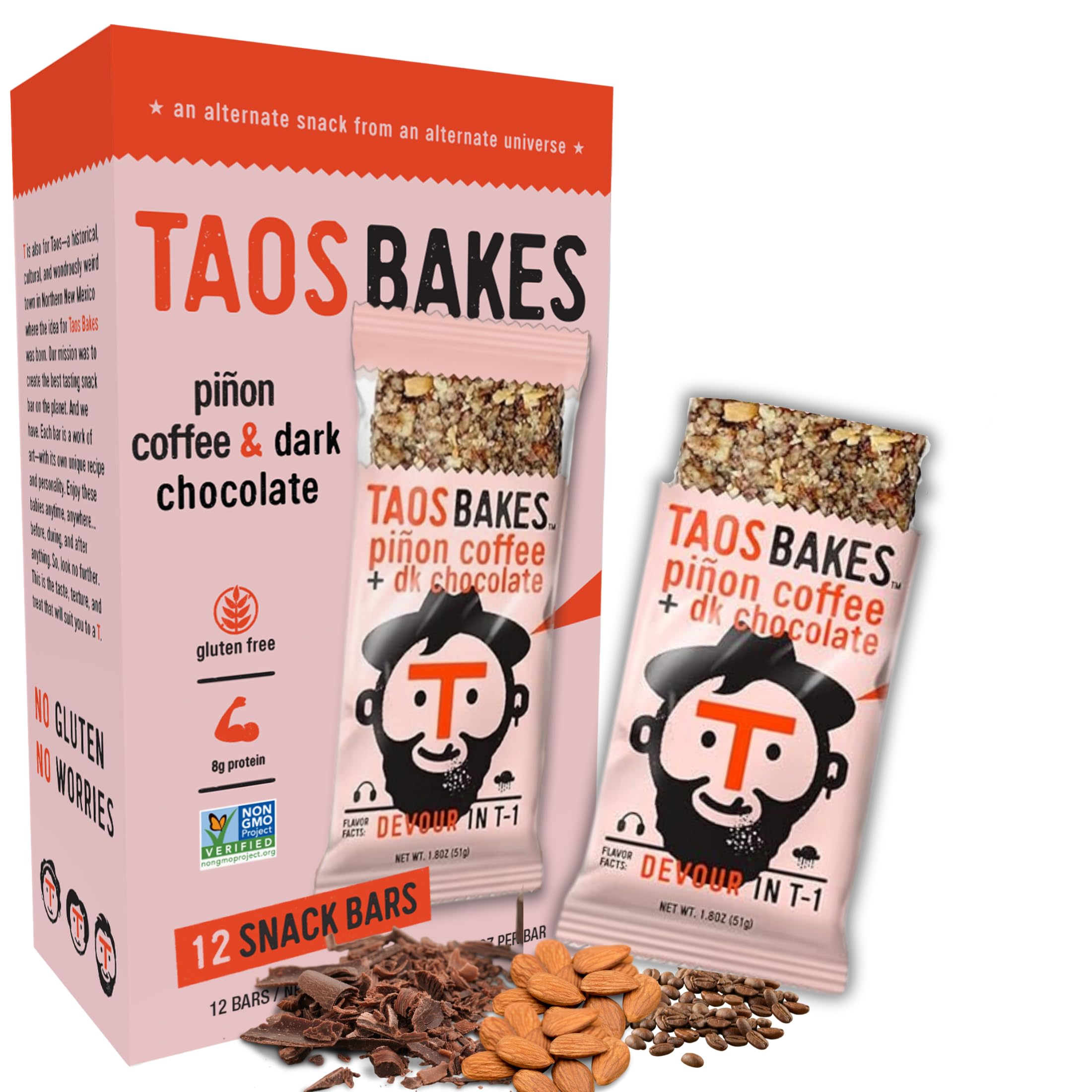 Taos Bakes Bar Pinon Coffee Dark Chocolate