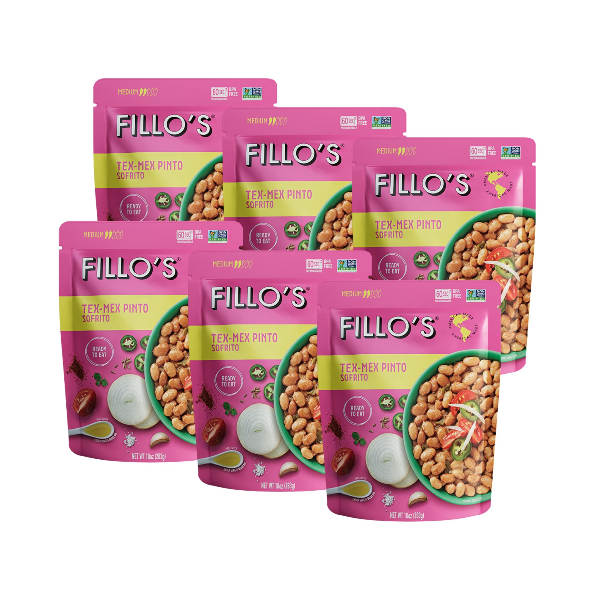 FILLOS (Pack of 12) Fillo's Pinto Beans Tex Mex Seasoned Beans 10 Oz