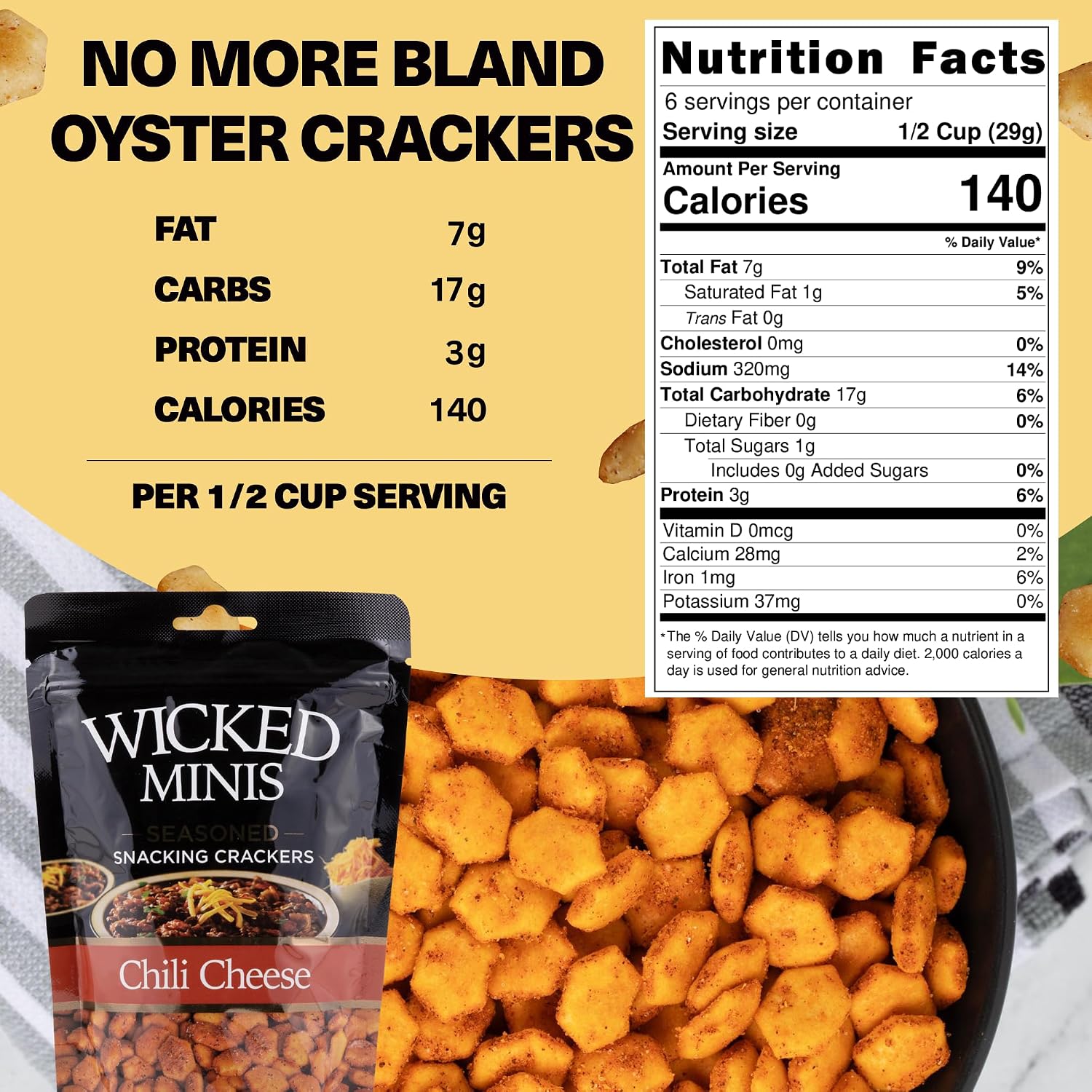 WICKED MIX (Pack Of 12) Wicked Minis Seasoned Snacking Crackers Chili Cheese 6 Oz