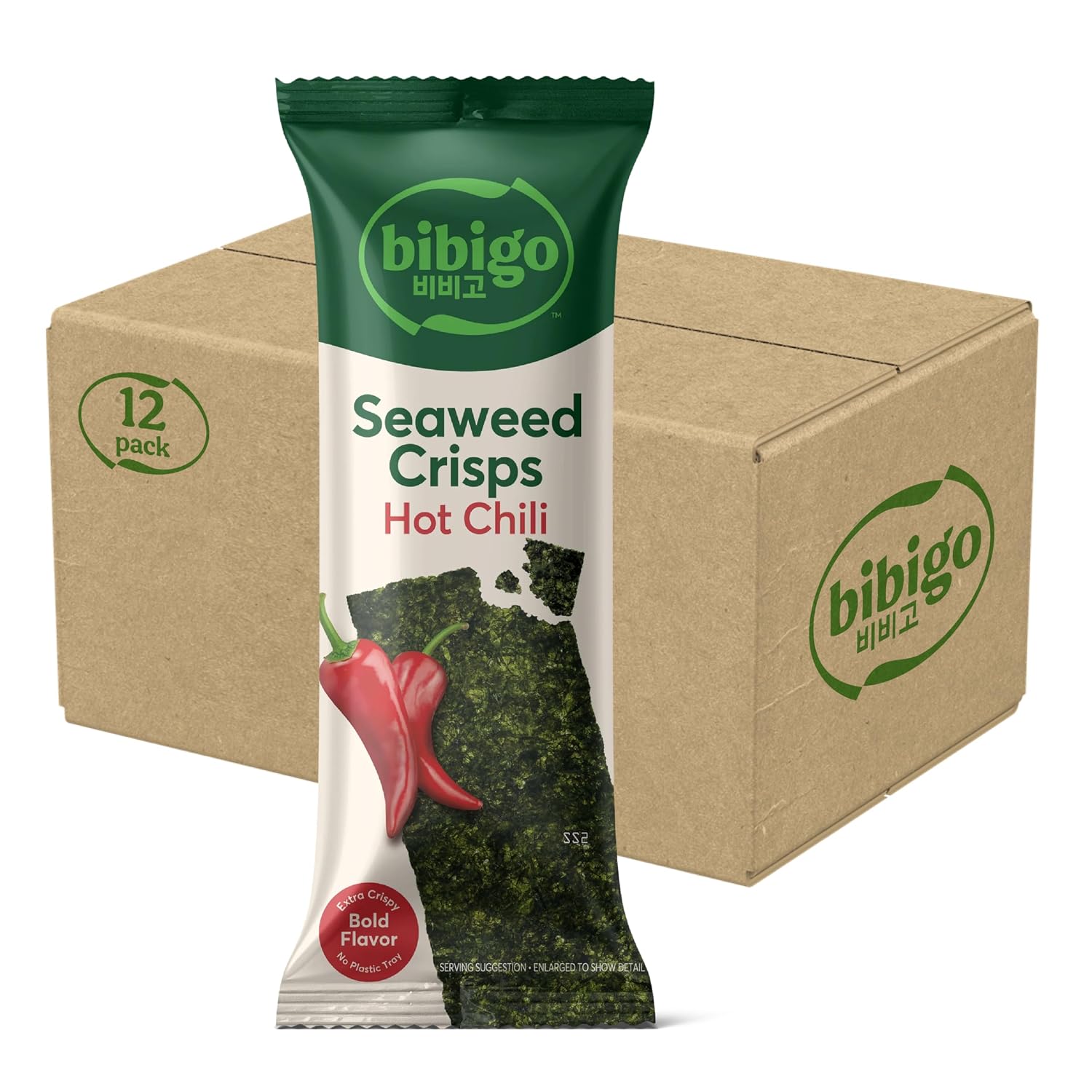 BIBIGO (Pack Of 24) Bibigo Seaweed Crisps Hot Chili 0.14 Oz