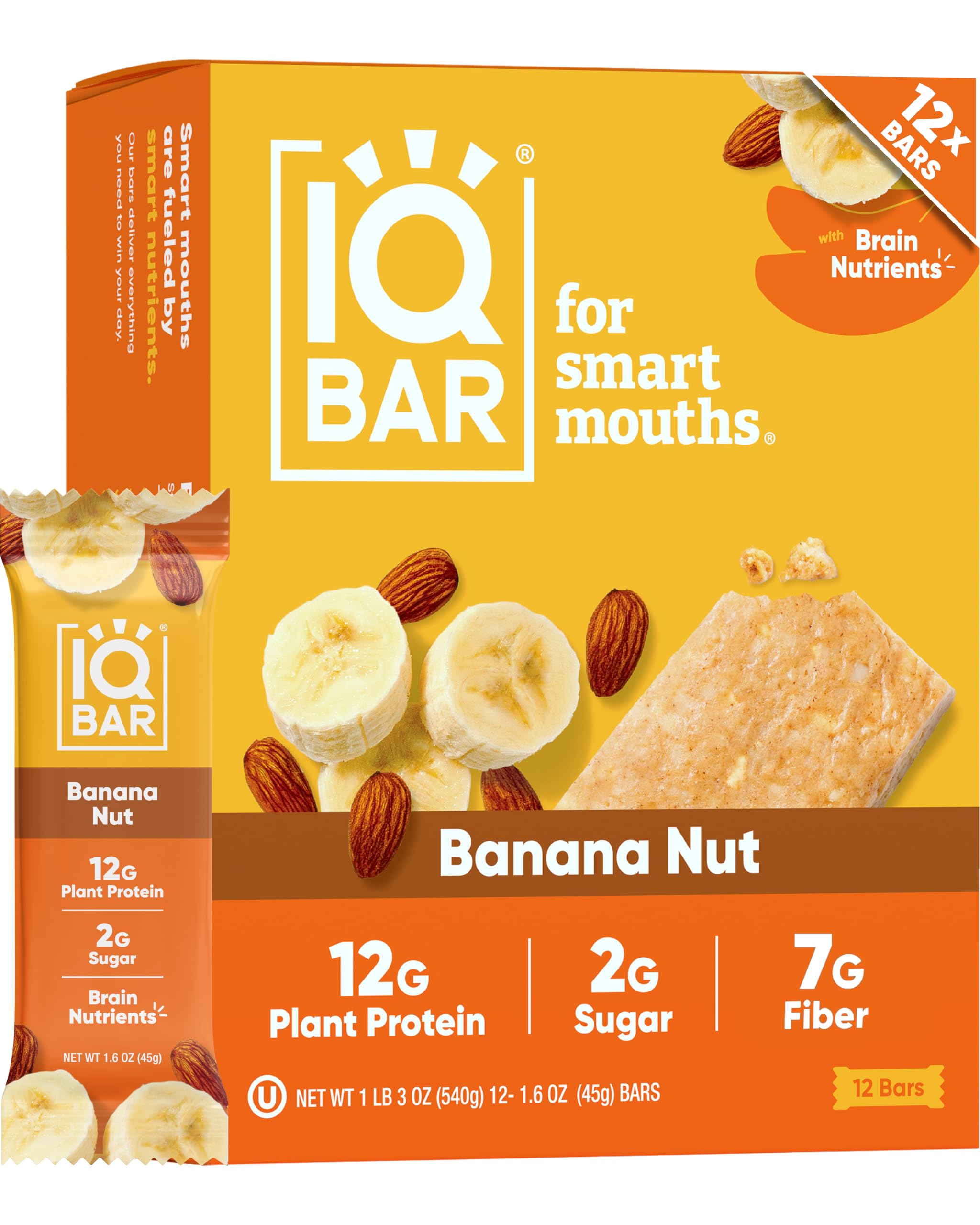 IQ BAR (Pack of 24) Iq Bar Banana Nut Performance Nutrition Bar 1.6 Oz