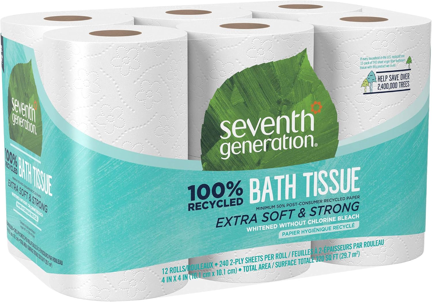 Seventh Generation Bath Tissue 2-Ply 4-Pack 300 Ct