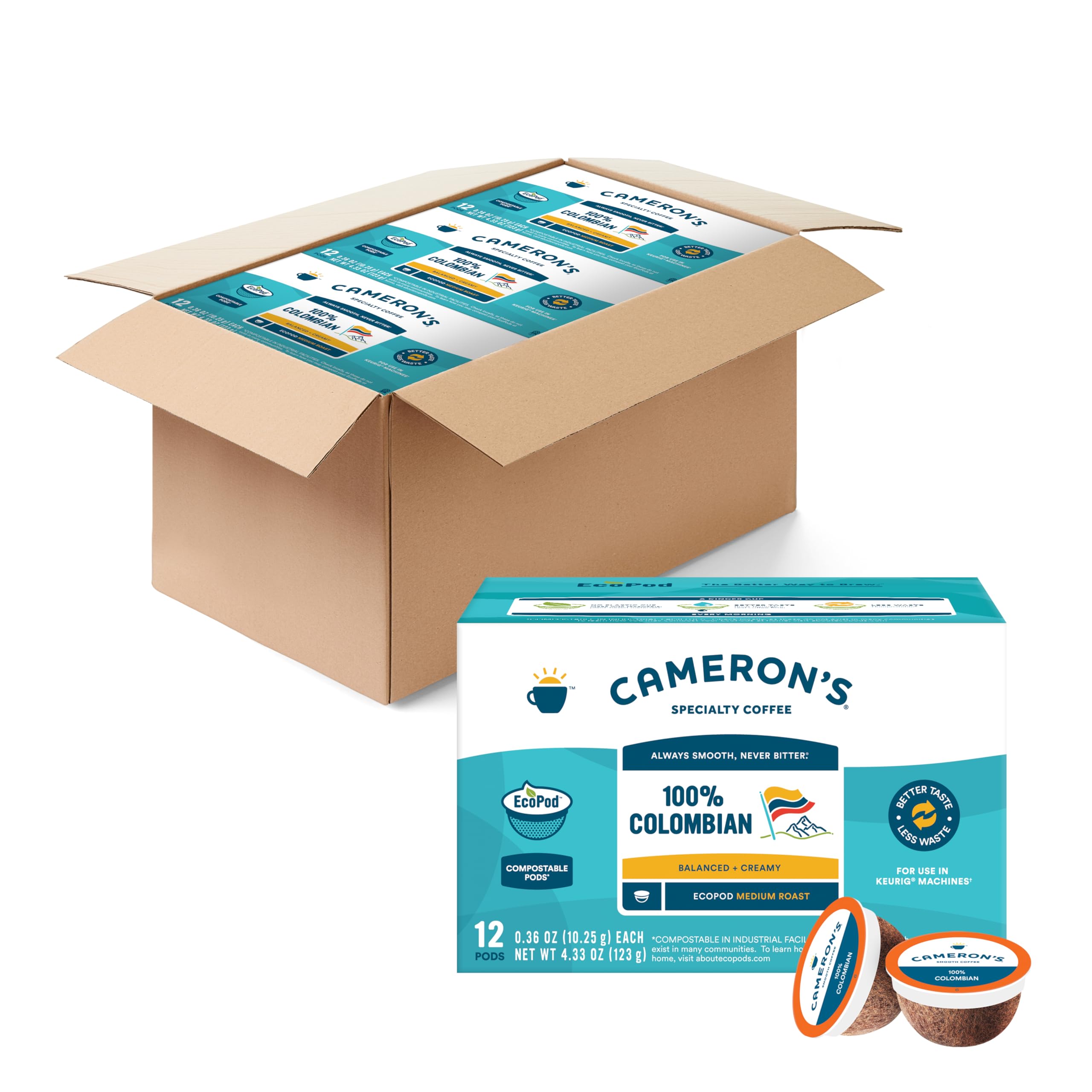Cameron's Coffee Colombian Coffee Pods Single Serve 12 Count