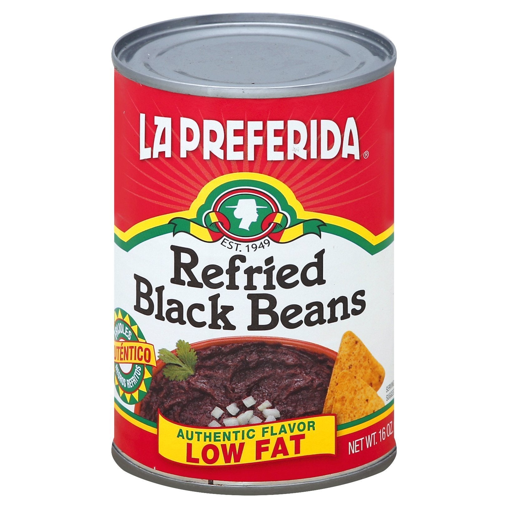 La Preferida Refried Black Beans Low Fat, 16-Ounce