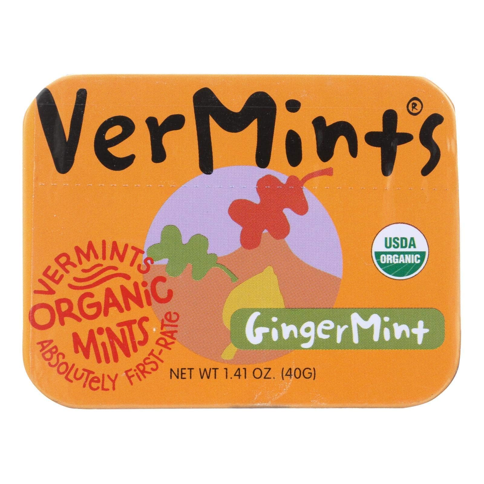 VERMINTS (Pack of 24) Vermints Candy GingerMint Organic Mint Chews 1.41 Oz