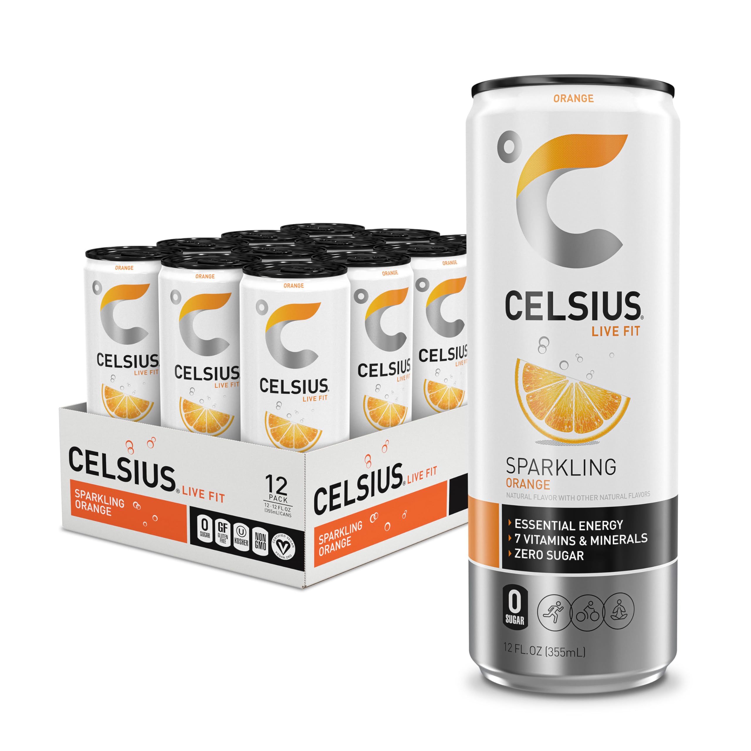 Celsius Sparkling Orange, Sugar Free Energy Drink