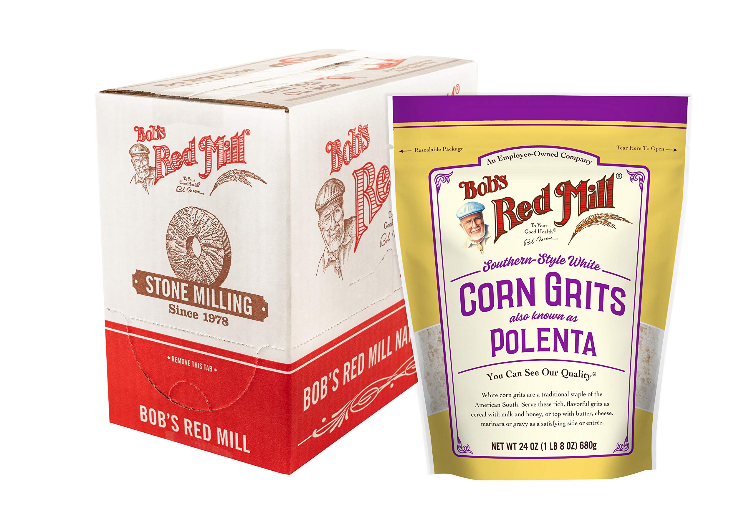 BOBS RED MILL (Pack of 16) Bob's Red Mill White Corn Grits Polenta Natural Grain & Rice 24 Oz