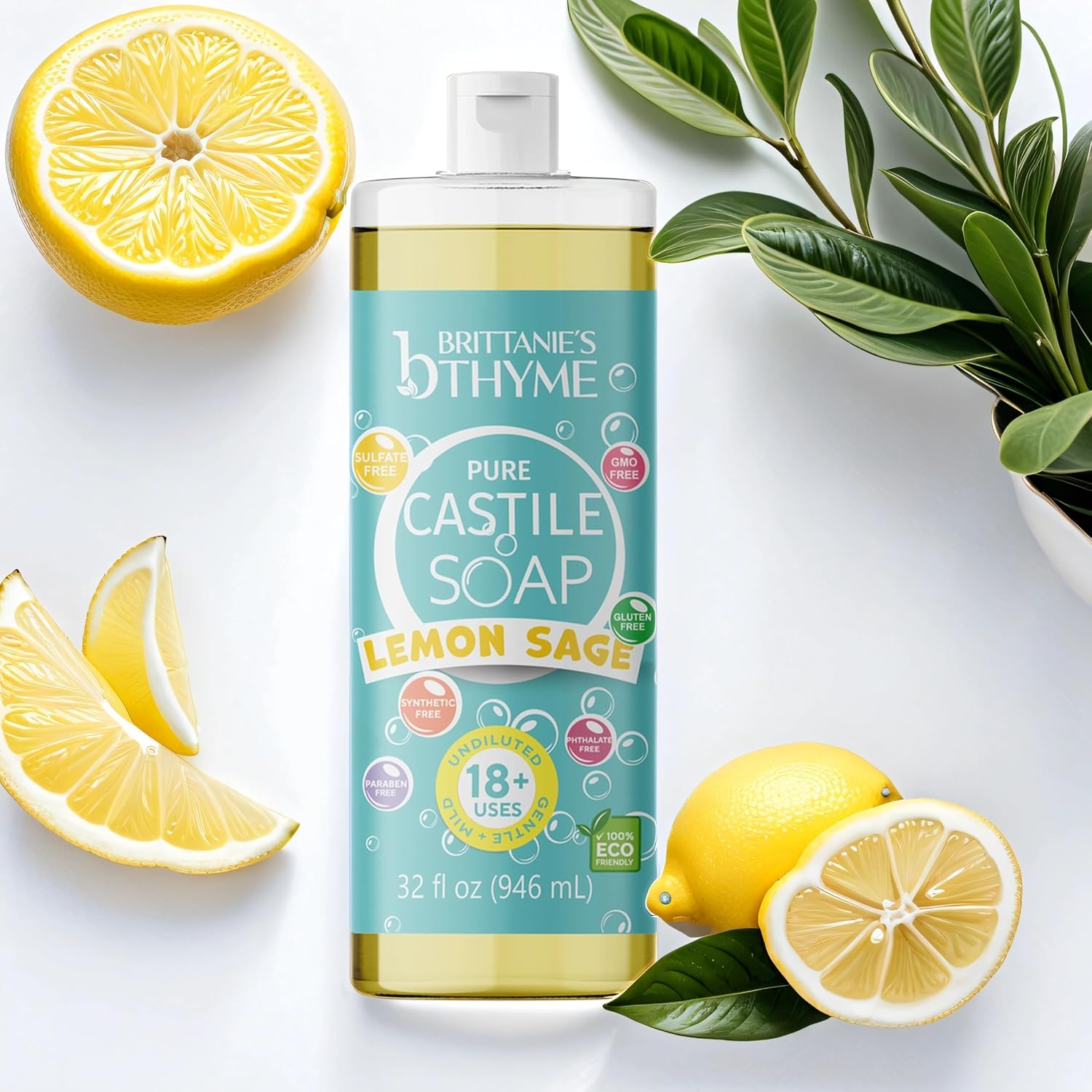 BRITTANIES THYM (Pack Of 6) Brittanies Thyme Soap Liquid Lemon Sage 32 Fl Oz