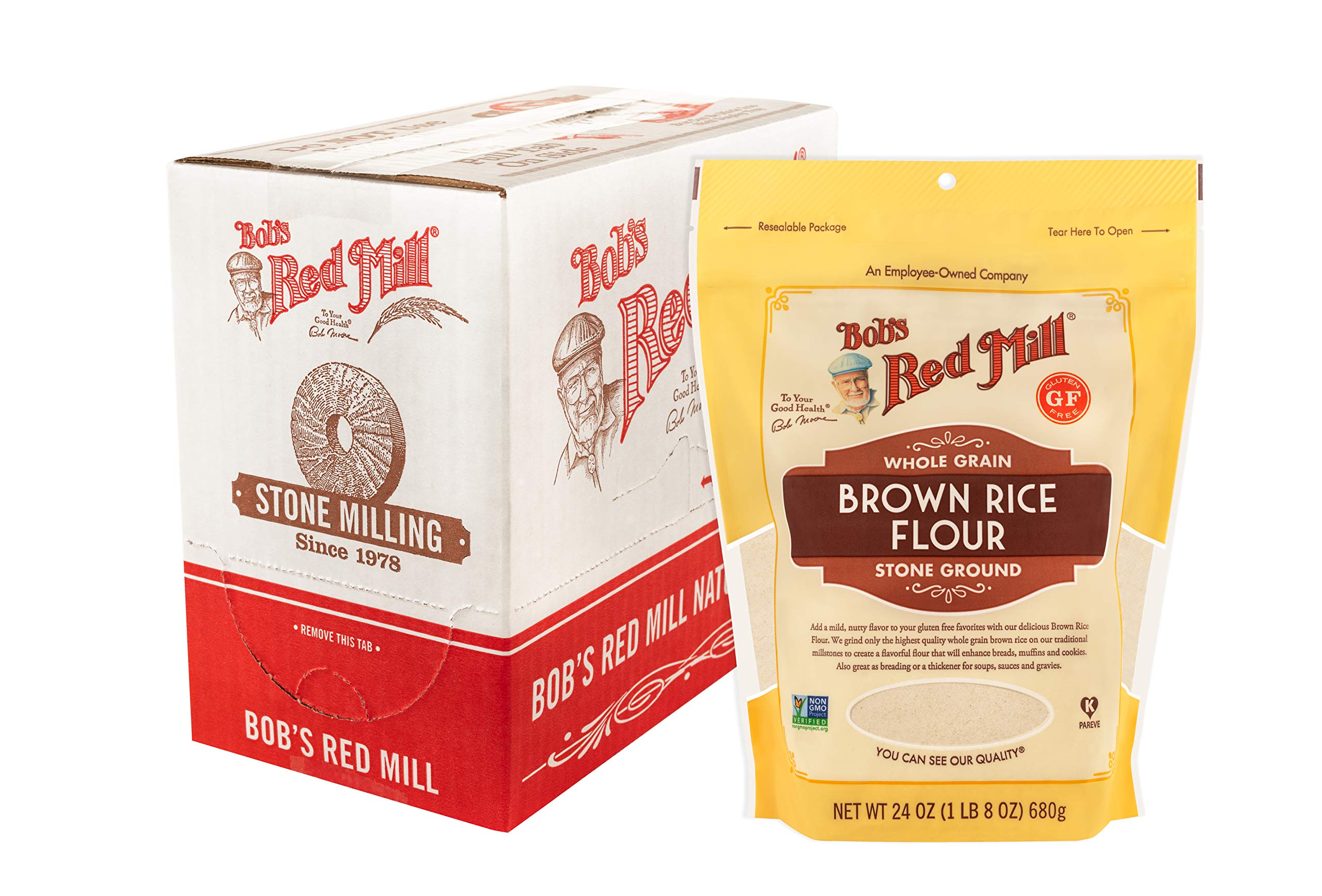 BOBS RED MILL (Pack of 12) Bob's Red Mill Brown Rice Flour Baking Ingredient 24 Oz