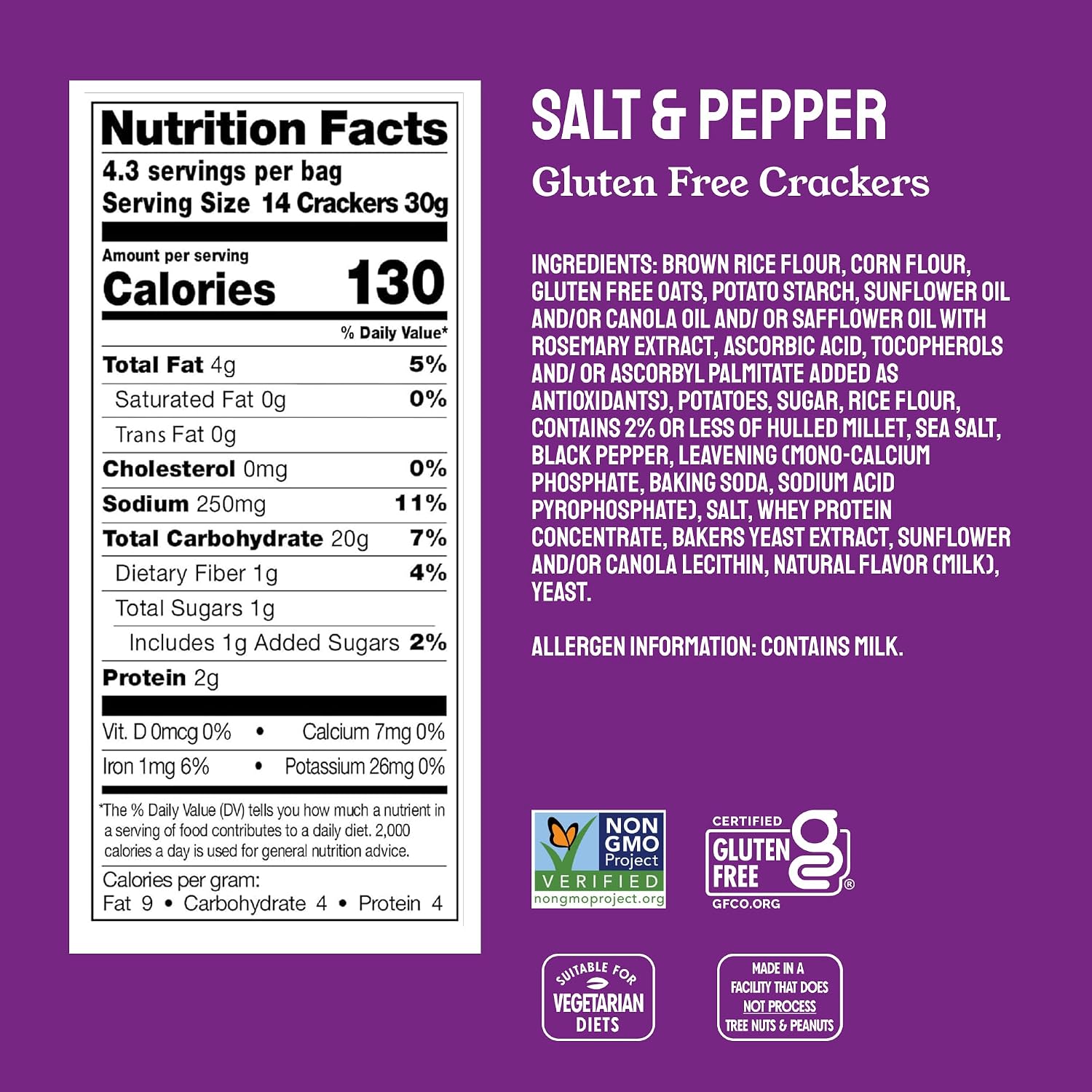 MILTONS (Pack Of 12) Milton's Gluten Free Salt & Pepper Crackers 4.5 Oz