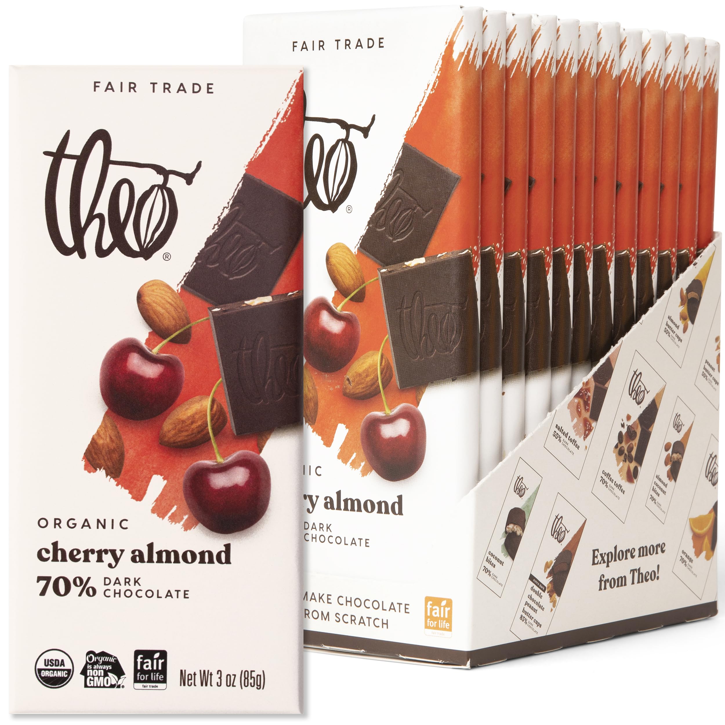 Theo Chocolate Theo Dark Chocolate Bar Cherry & Almond OG Organic