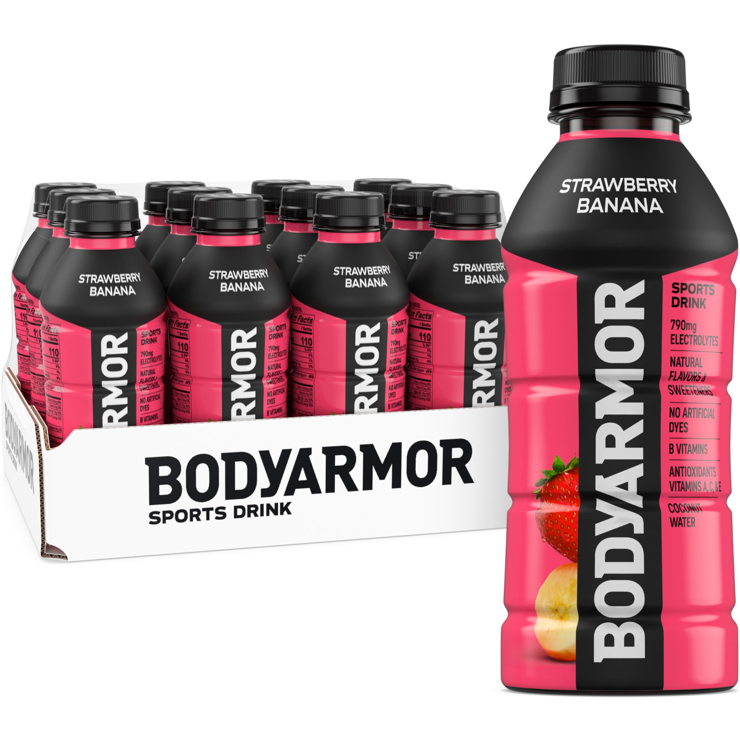BODY ARMOR (Pack of 24) BodyArmor Sport Strawberry Banana Beverage Non Carb Enhanc 16 Fl Oz