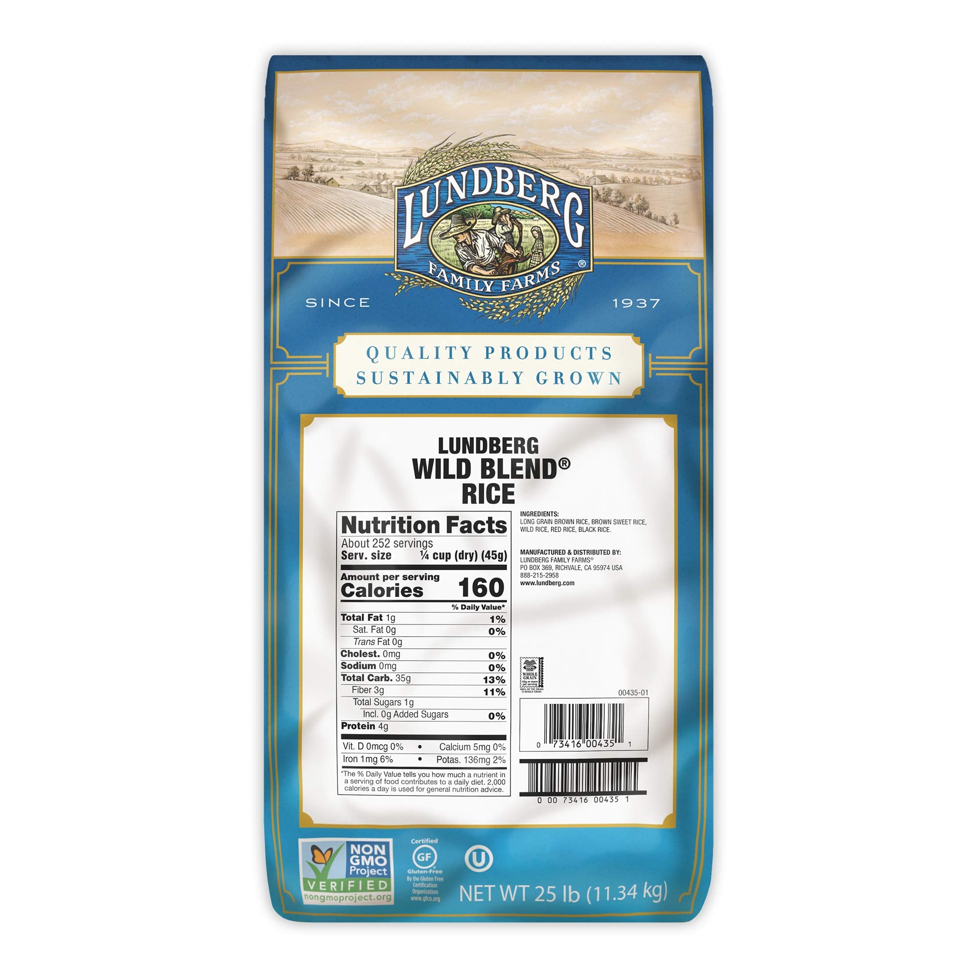 Lundberg Family Farms - Wild Blend Rice, Bulk Rice, Pantry Staple, Great for Cooking, Versatile, Rich Color, Full-Bodied Flavor, Whole Grain, Non-GMO, Gluten-Free, Vegan, Kosher