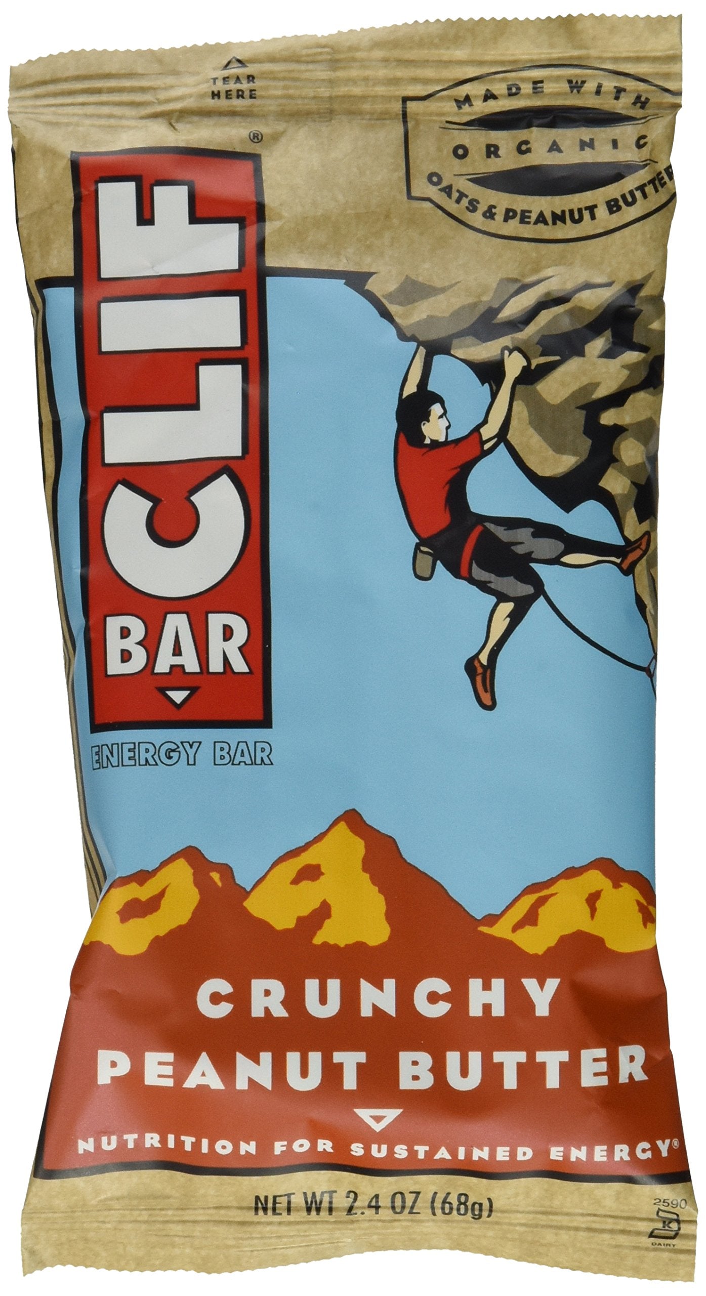 CLIF (Pack of 24) Clif Bar Crunchy Peanut Butter Organic 3 Performance Nutriti 2.4 Oz