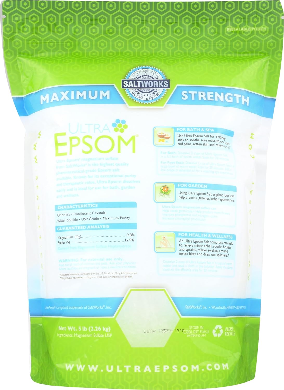 SALTWORKS (Pack Of 4) Saltworks Epsom Salt 1 bag