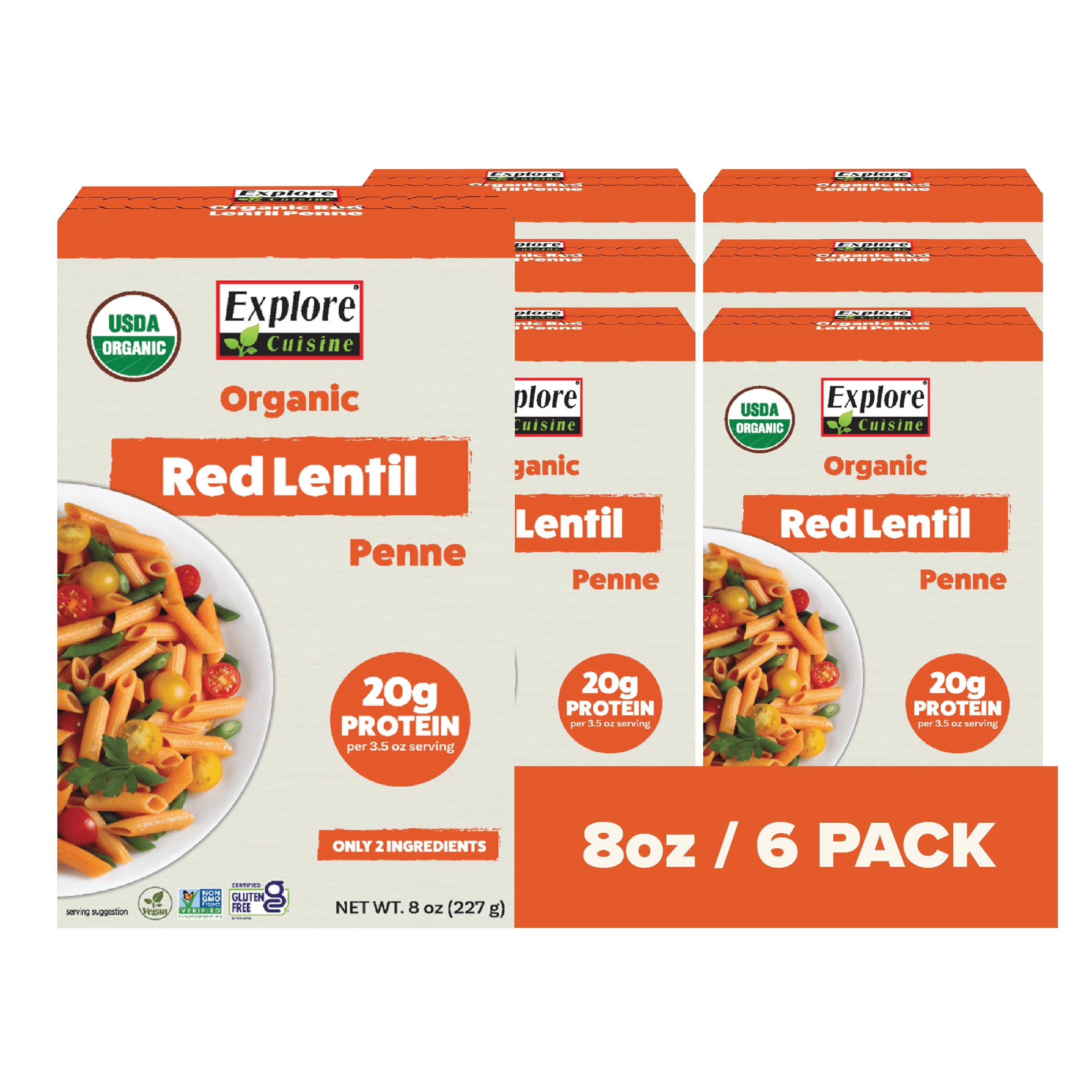 Explore Cuisine Red Lentil Penne Pasta Natural Short Cut