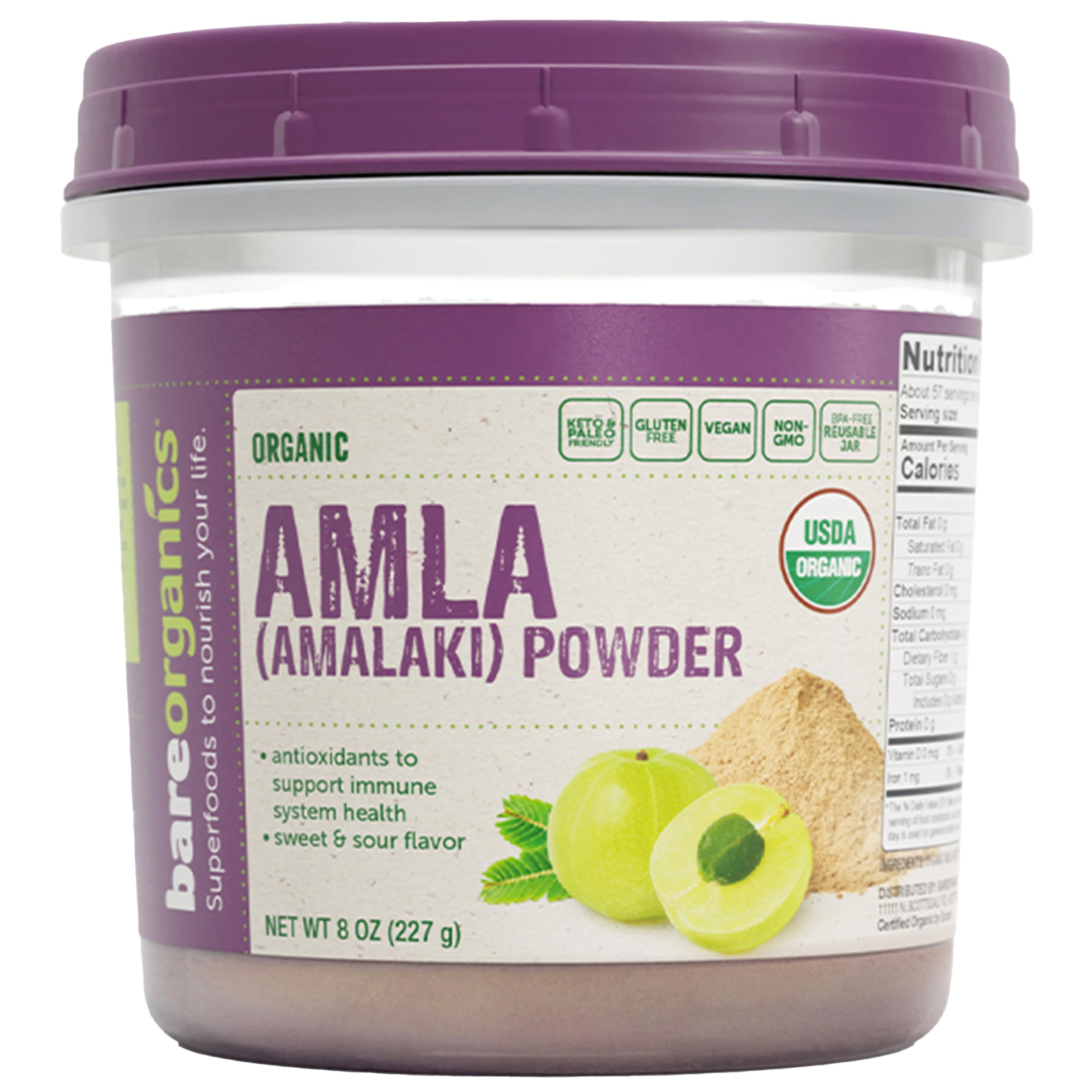 BAREORGANICS (Pack of 3) BareOrganics Amla Powder Herbal Supplement 8 Oz