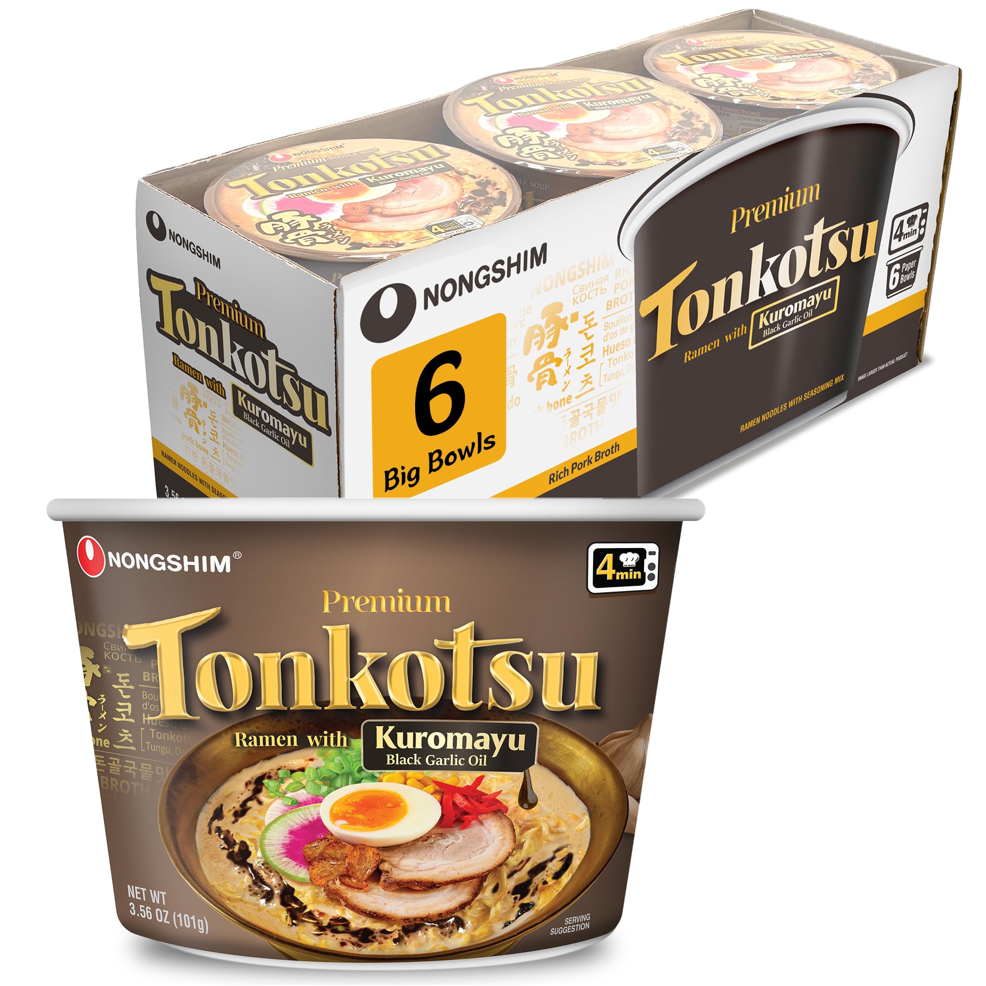 NONG SHIM (Pack Of 12) Nong Shim Soup Bowl Noodle Tonkotsu 3.56 Oz