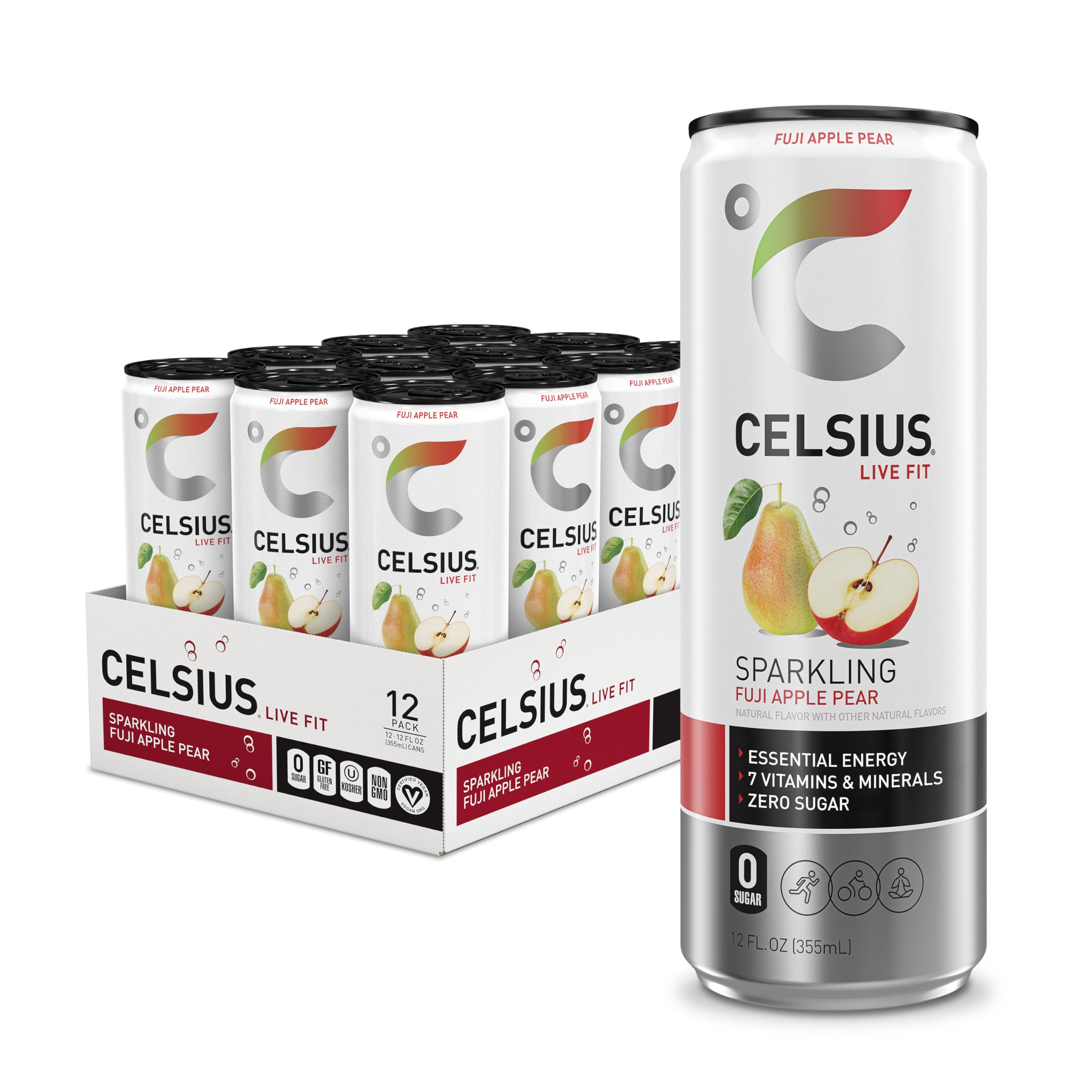 Celsius Sparkling Fuji Apple Pear, Sugar Free Energy Drink