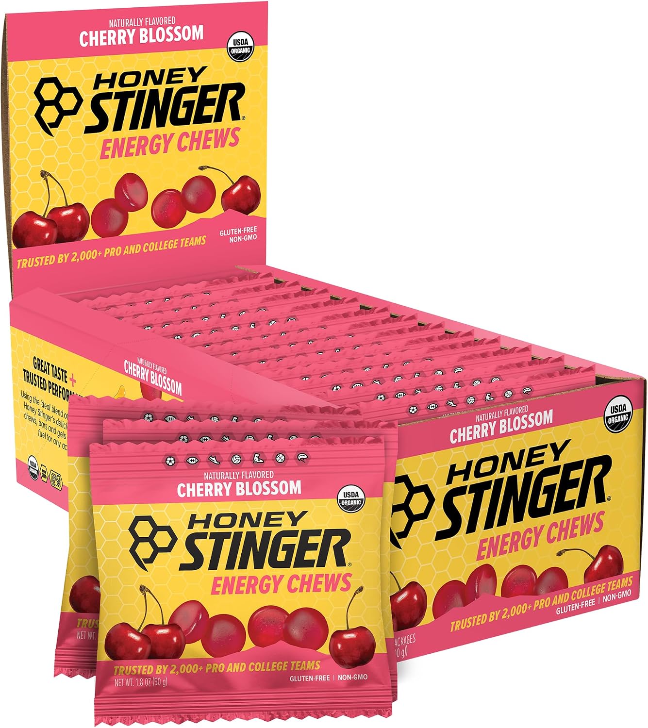 Honey Stinger Organic Cherry Blossom Energy Chew 1.8 Ounce 12 per case.