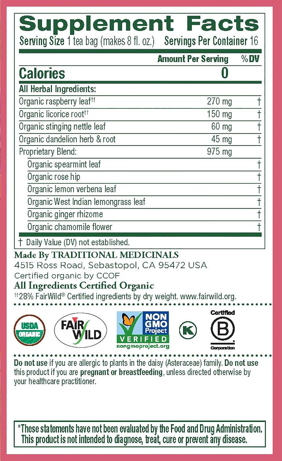 TRADITIONAL MED (Pack Of 12) Traditional Medicinals Tea Healthy Cycle 16 bag