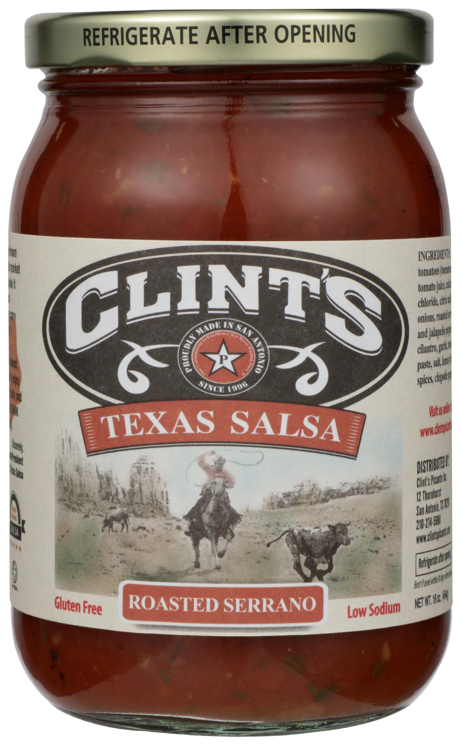 Clint's Salsa Roasted Serrano Shelf Stable Salsa