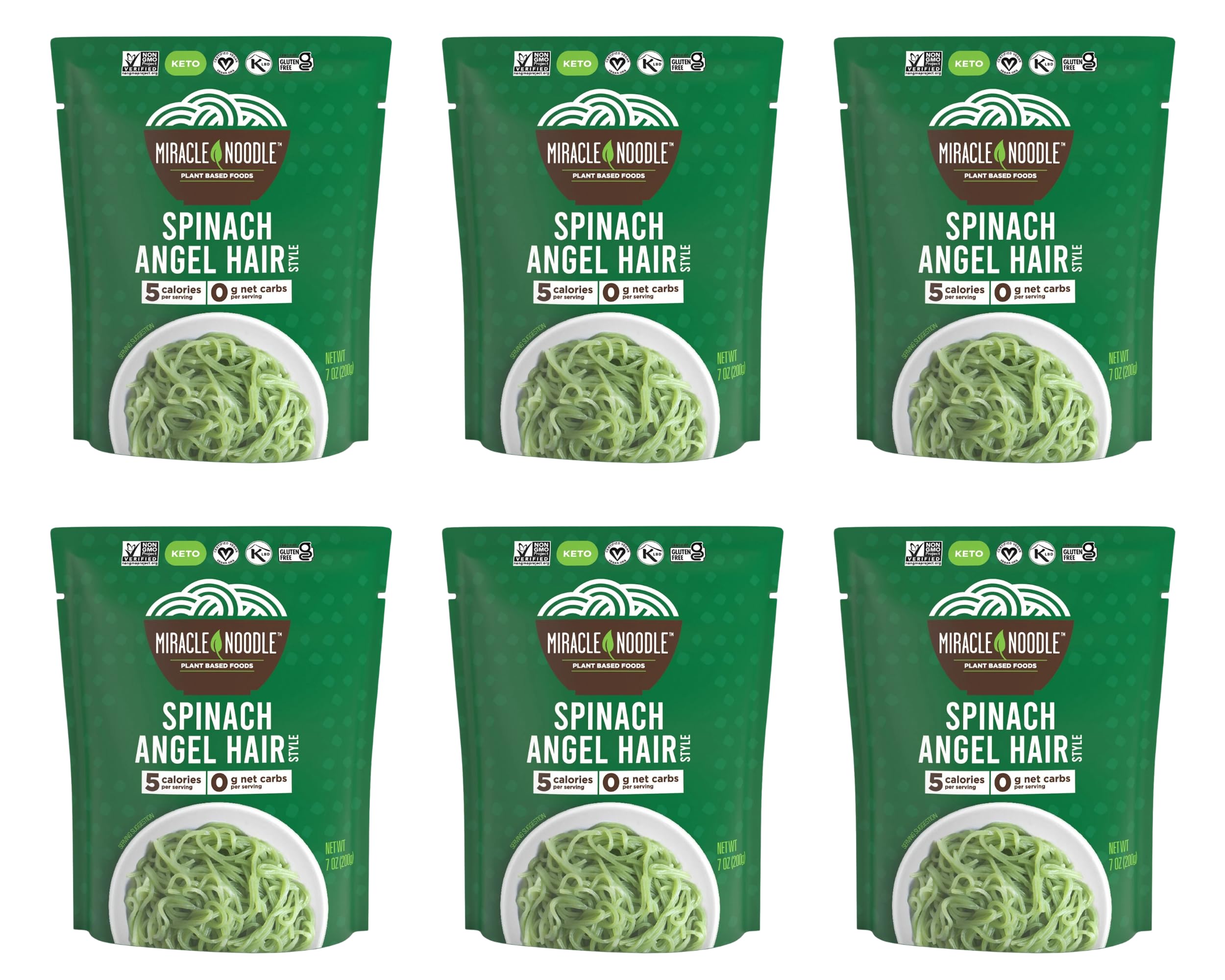 MIRACLE NOODLE (Pack Of 12) Miracle Noodle Noodle Spinach Angel H Ready To Eat 7 Oz