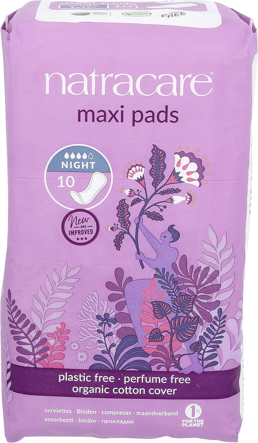 NATRACARE (Pack Of 6) Natracare Pads Night Time Maxi 10 Pieces