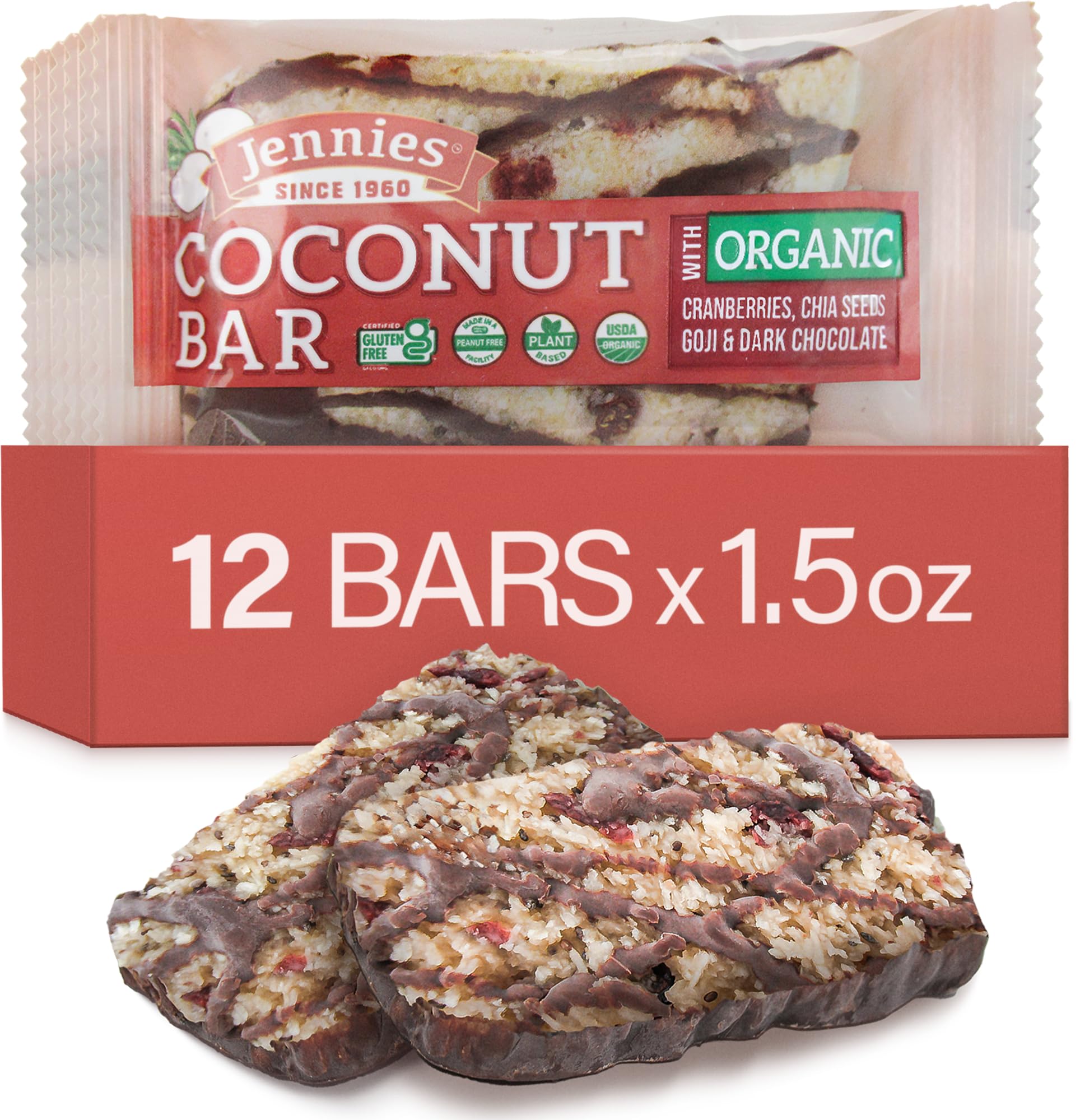 JENNIES (Pack of 24) Jennies Bar Coconut Goji Moji Raw Organic 1.5 Oz