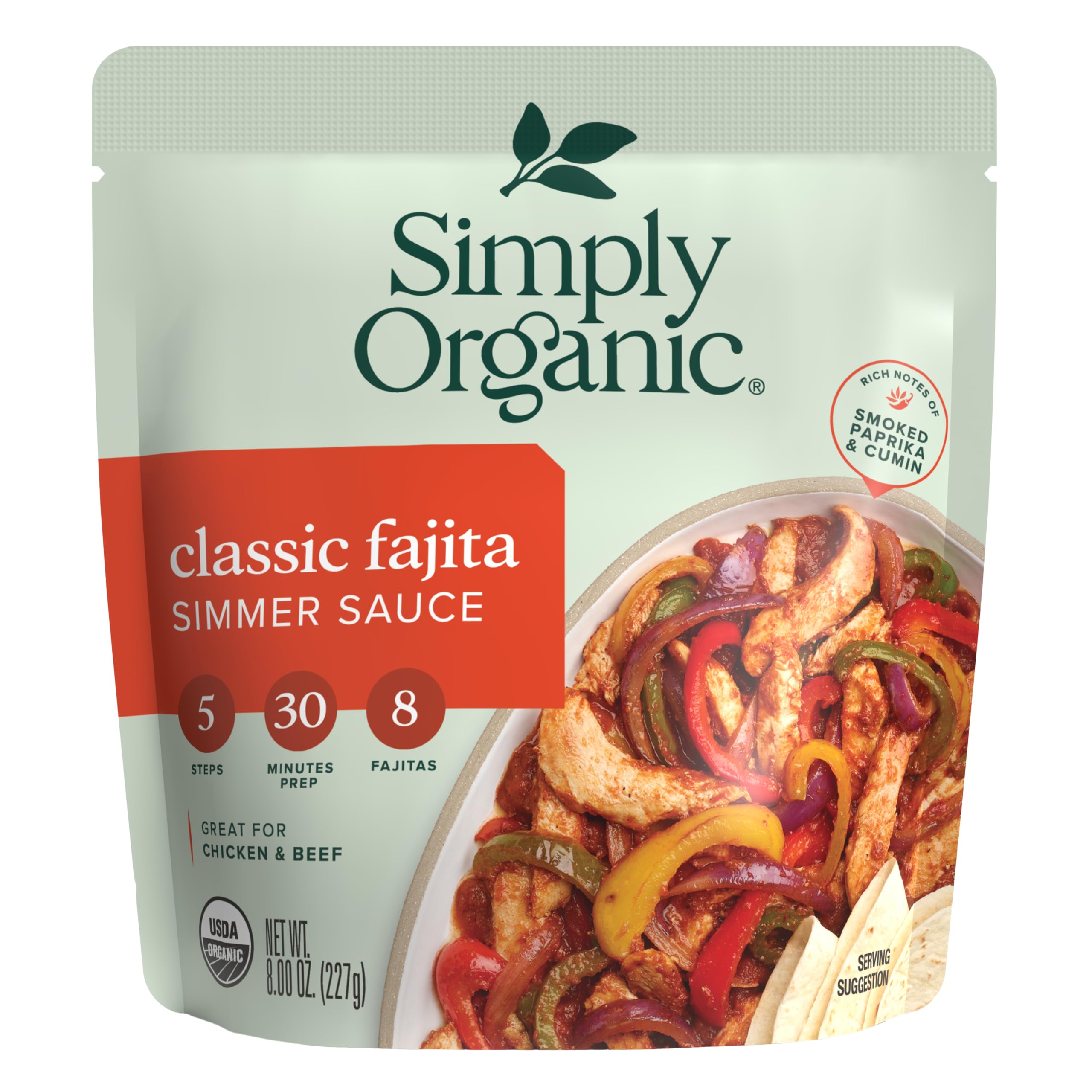 SIMPLY ORGANIC (Pack of 18) Simply Organic Sauce Fajita Simmer Sauce 8 Oz. 8 Oz