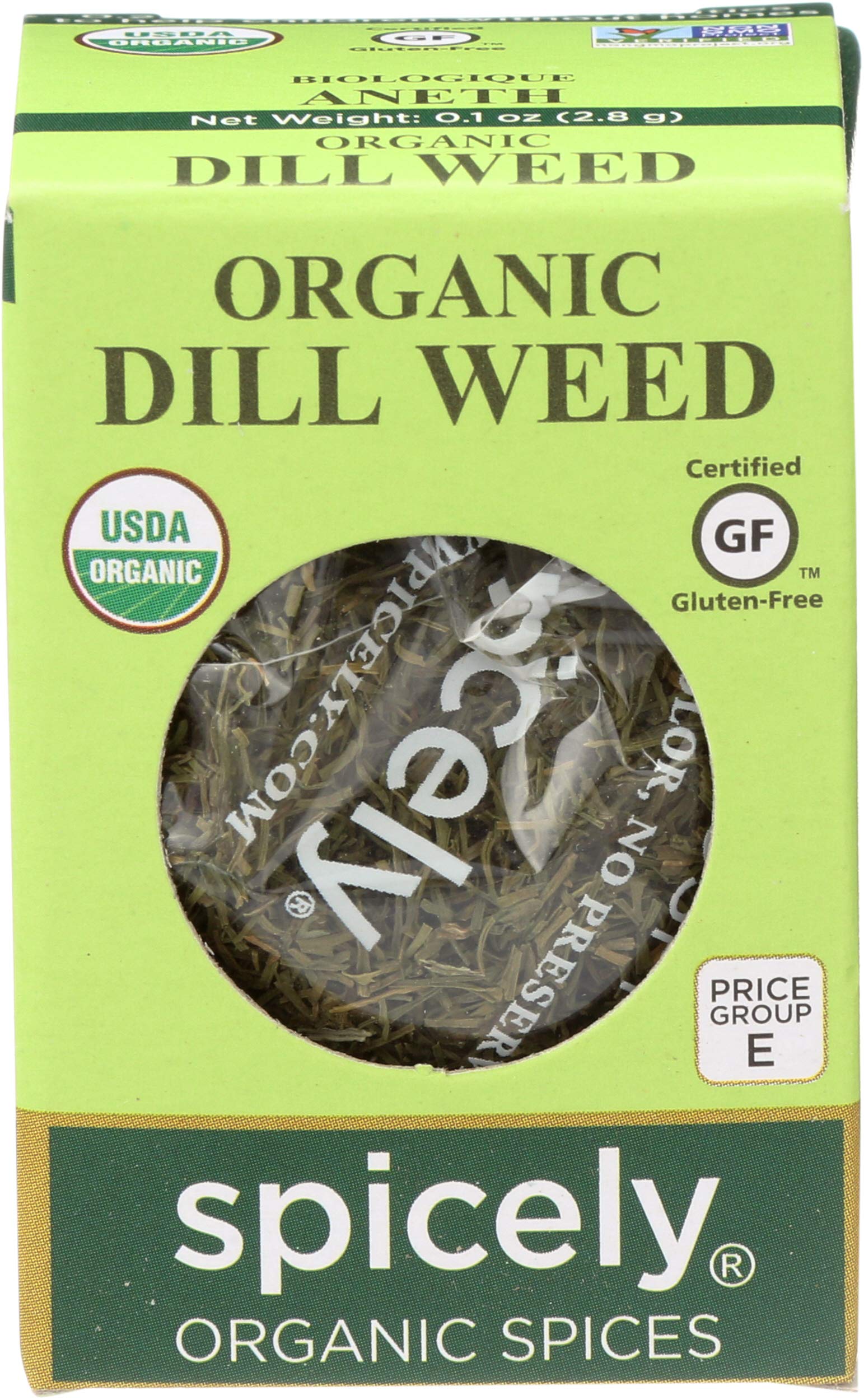 SPICELY ORGANIC (Pack of 24) Spicely Organics Spice Dill Weed Single Loose Spice 0.1 Oz