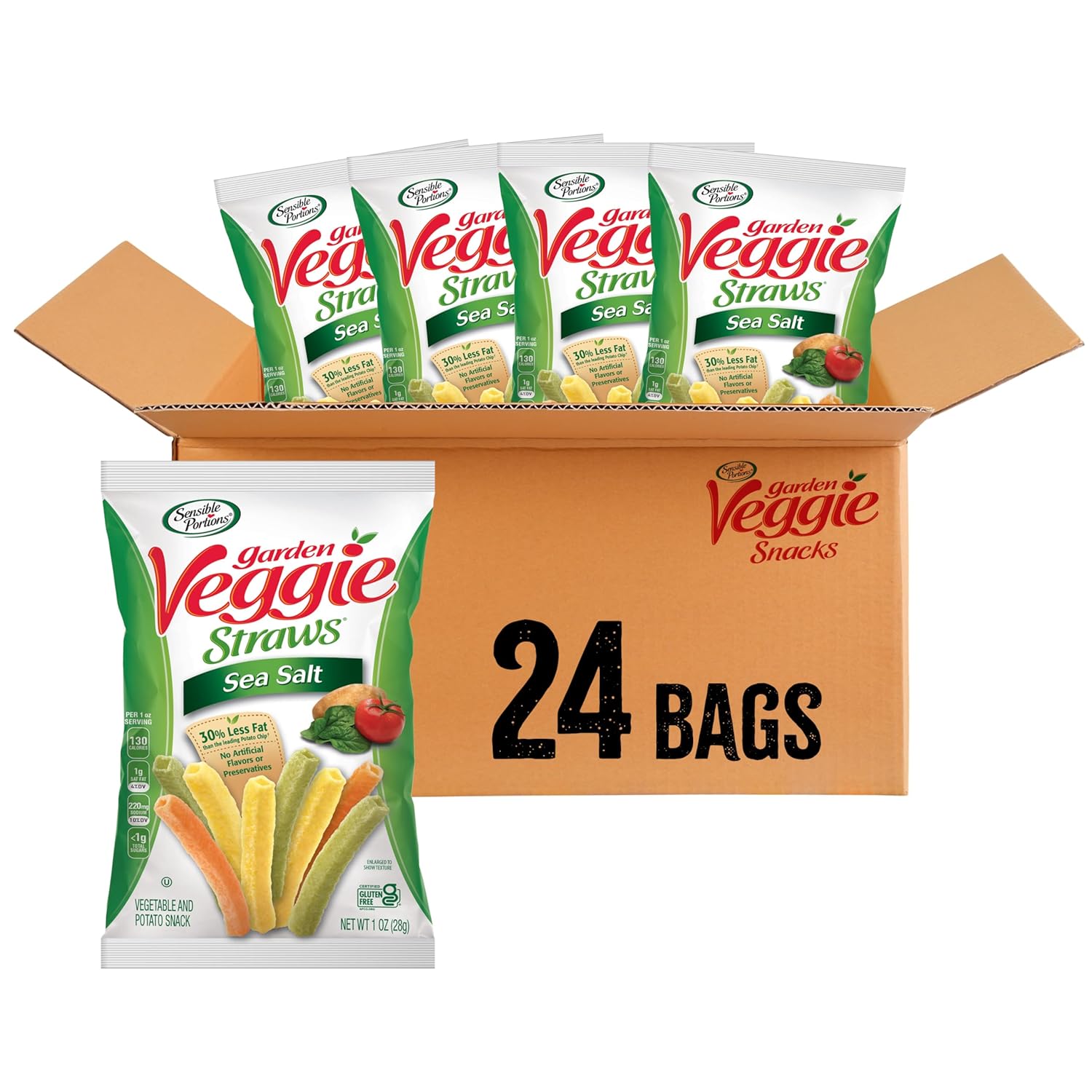 SENSIBLE PORTIO (Pack of 24) Sensible Portions Straws Veggie Sea Salt 2.75 Oz