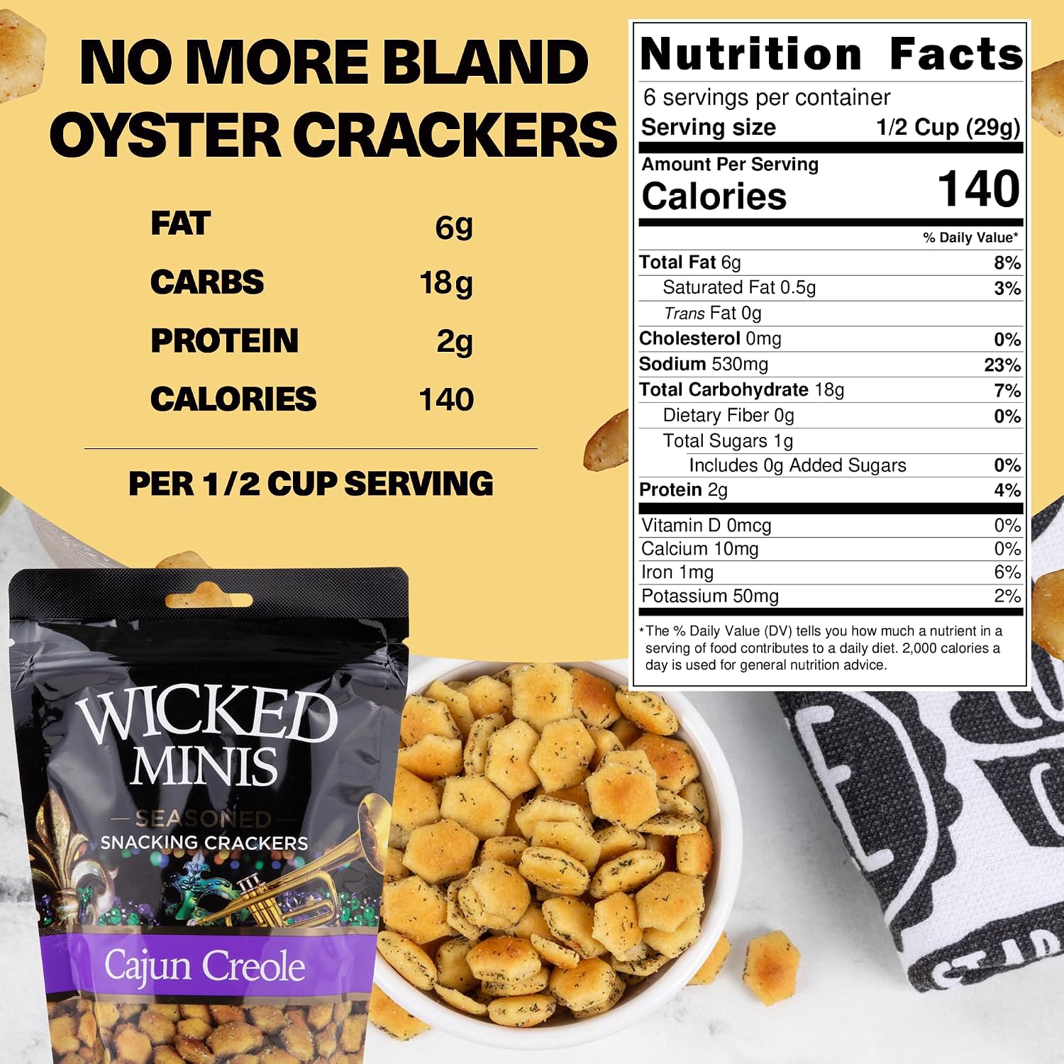 WICKED MIX (Pack Of 12) Wicked Minis Seasoned Snacking Crackers Cajun Creel 6 Oz
