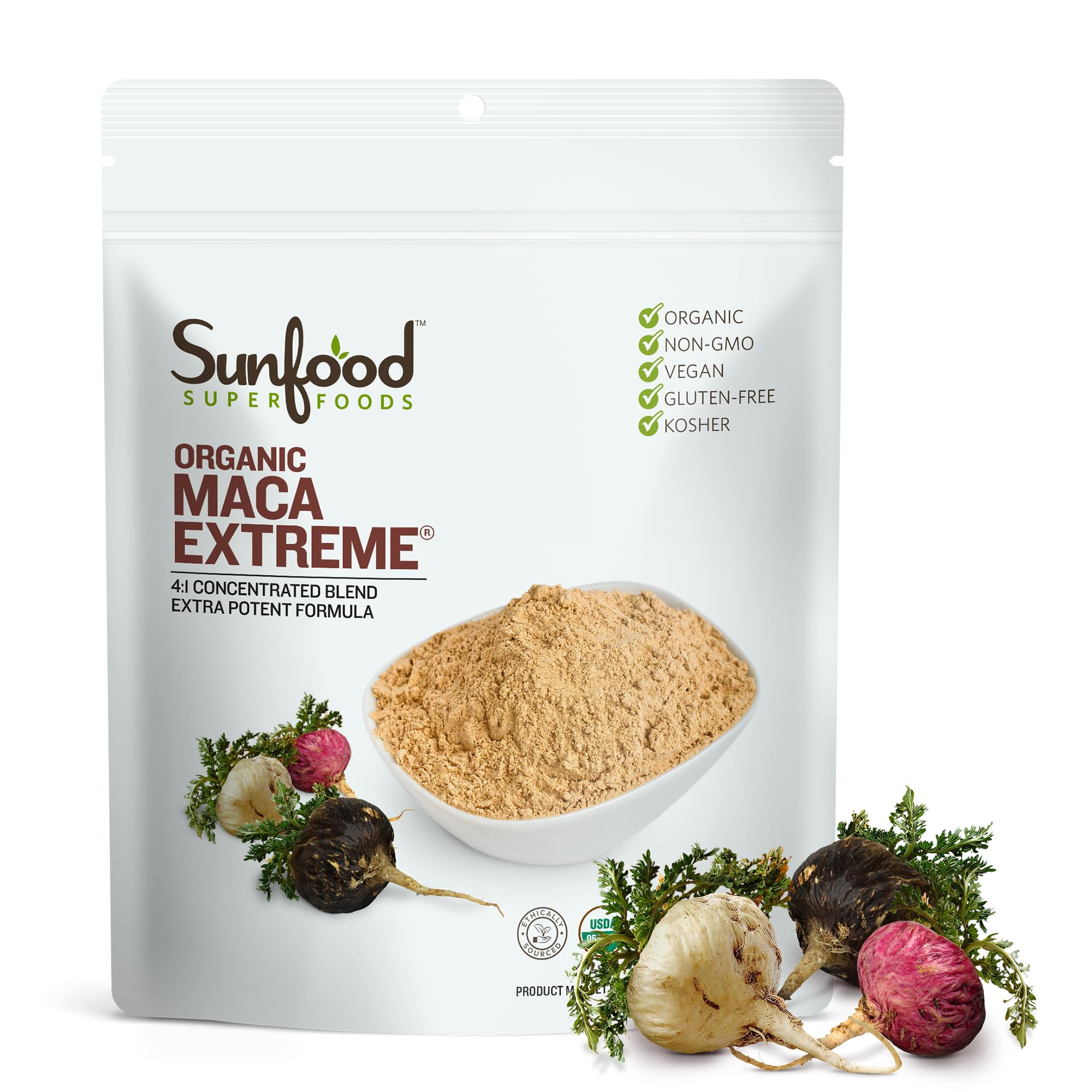 SUNFOOD SUPERFO (Pack of 3) Sunfood Superfoods Maca Powder Extreme Unflavored Nutritional S 8 Oz