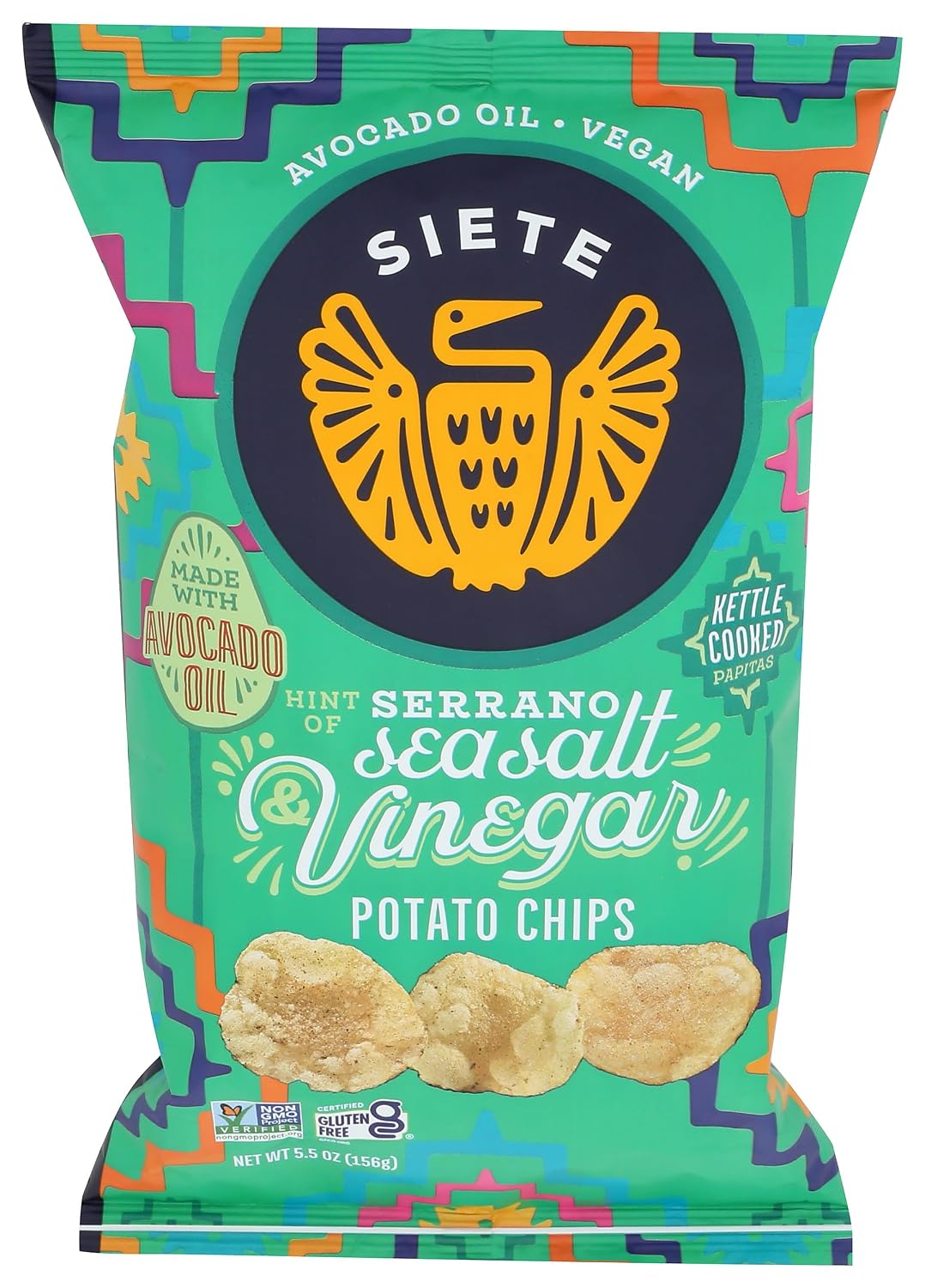 SIETE (Pack Of 12) Siete Potato Chips Sea Salt Vinegar 5.5 Oz