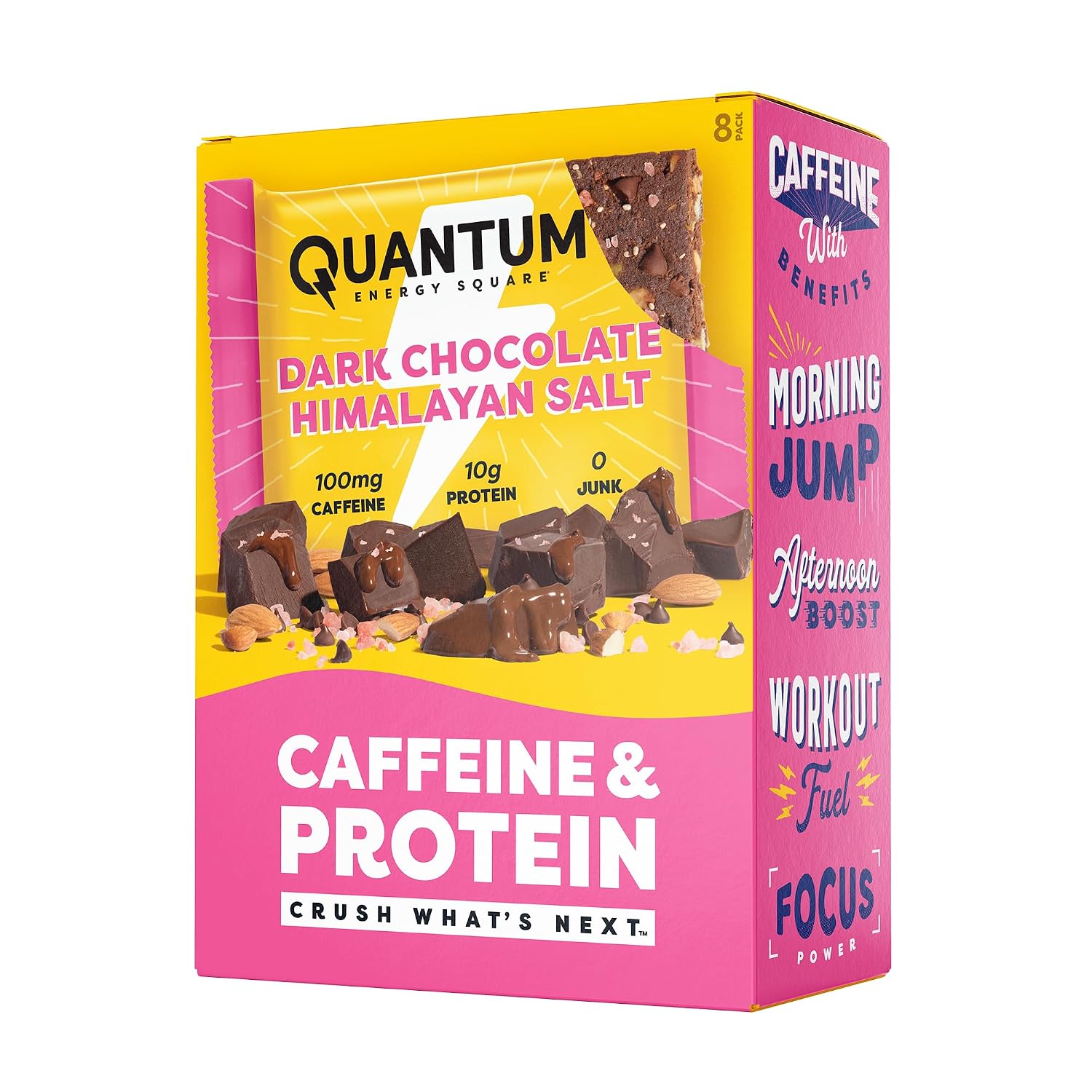 QUANTUM ENERGY (Pack Of 16) Quantum Energy Squares Bar Dark Chocolate Pink Himalayan 1.69 Oz - 2 Boxes 8 each