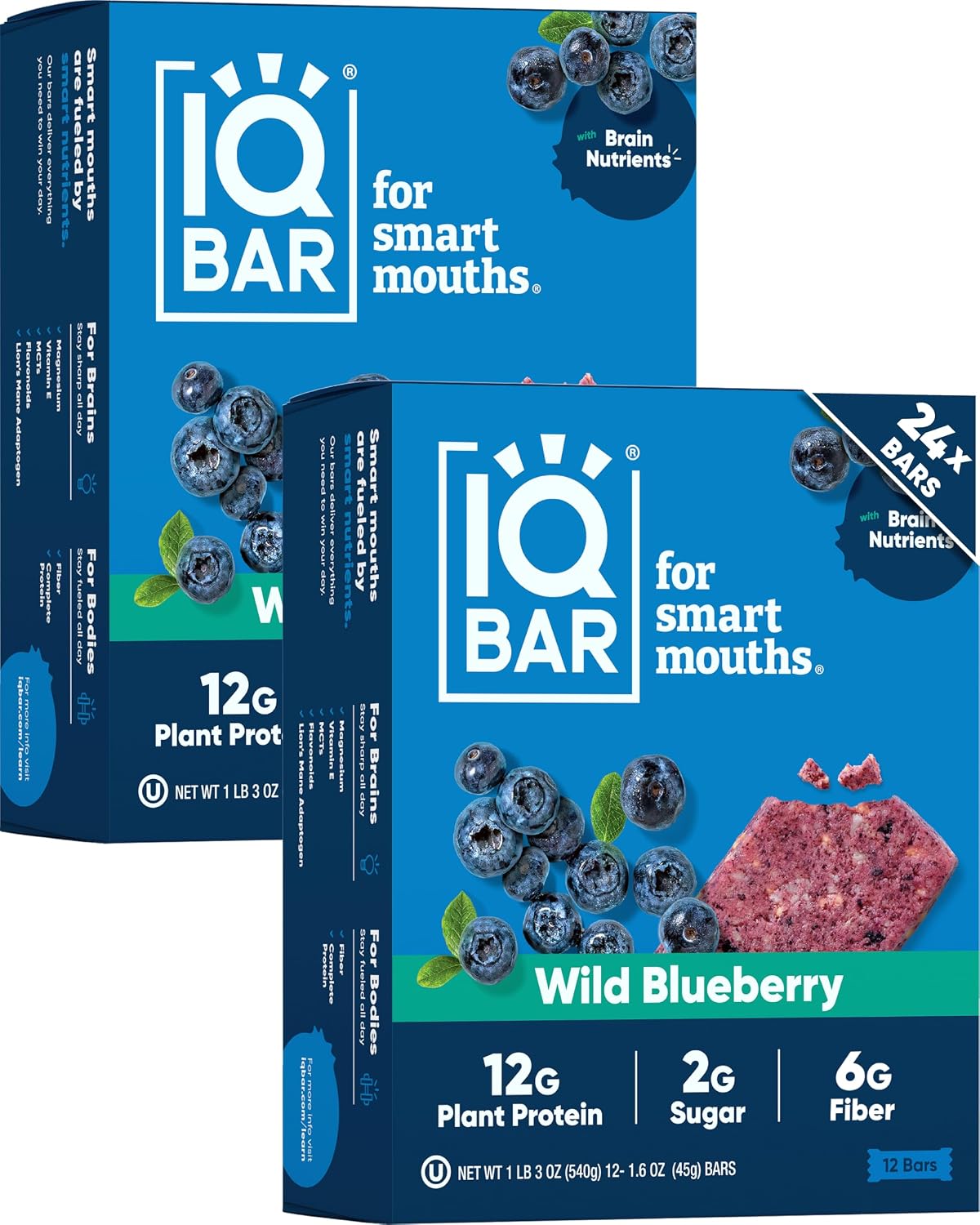 IQ BAR (Pack of 24) Iq Bar Blueberry Performance Nutrition Bar 1.6 Oz