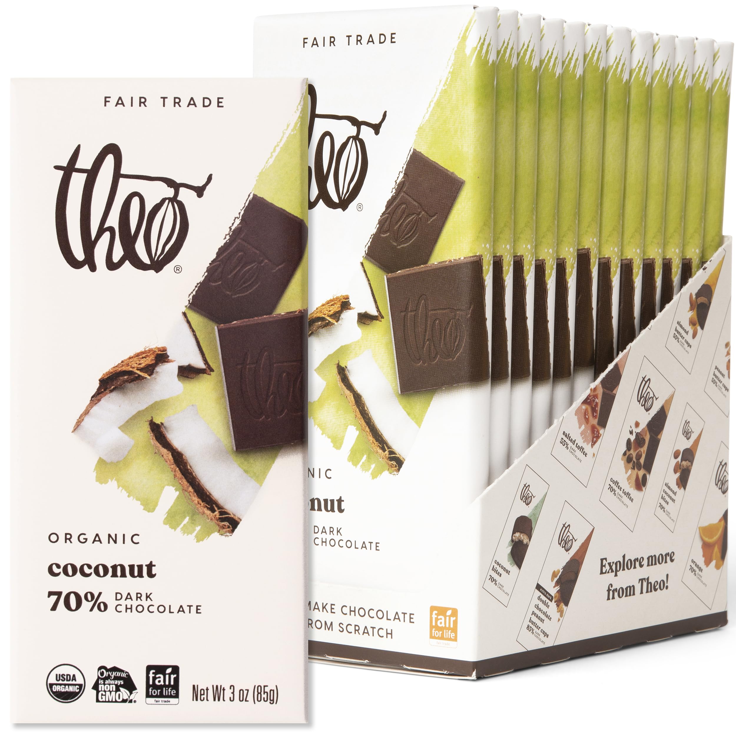Theo Chocolate Dark Toasted Coconut Chocolate Bar