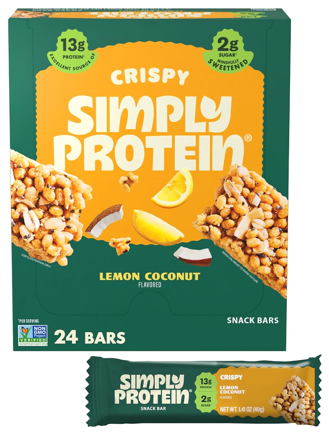 SIMPLYPROTEIN (Pack of 24) SimplyProtein Bar Lemon Coconut 1.41 Oz